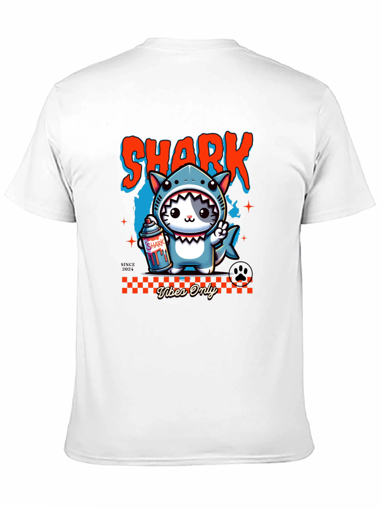 Shark Cat Graphic Tee - Vibes Only Black T-Shirt