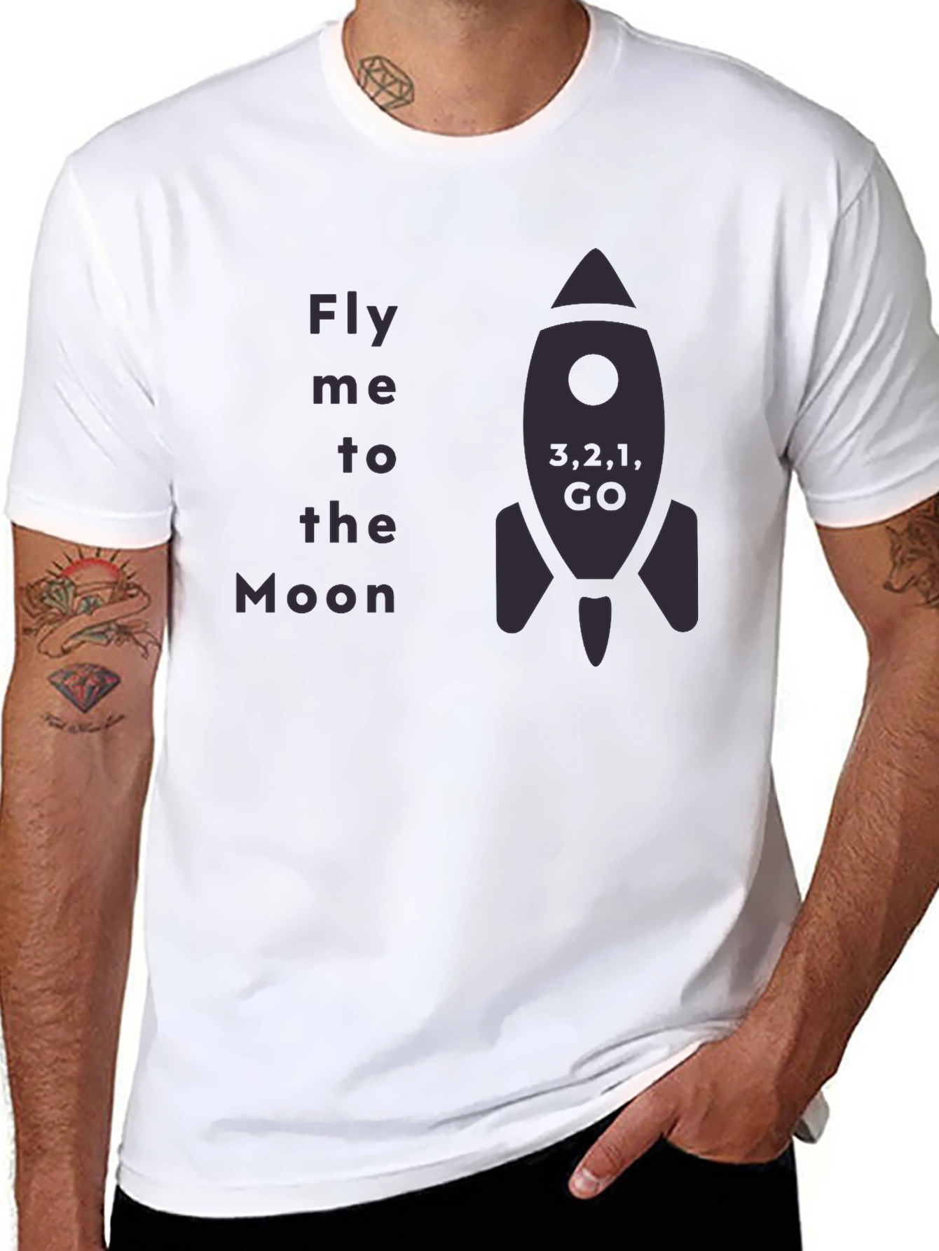 Fly Me to the Moon Rocket Graphic Tee