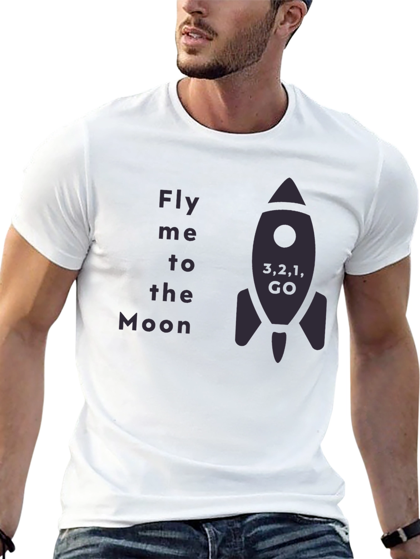 Fly Me to the Moon Rocket Graphic Tee