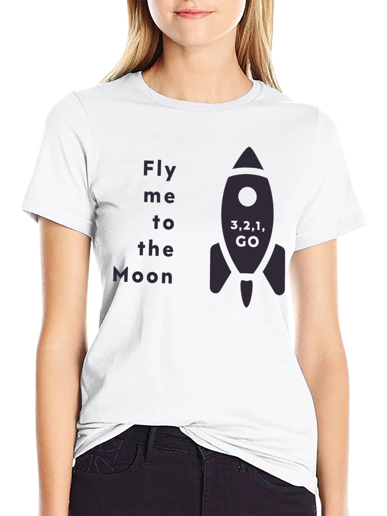 Fly Me to the Moon Rocket Graphic Tee