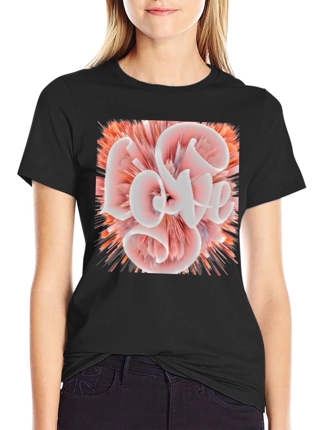 Abstract Love Graphic Black Tee