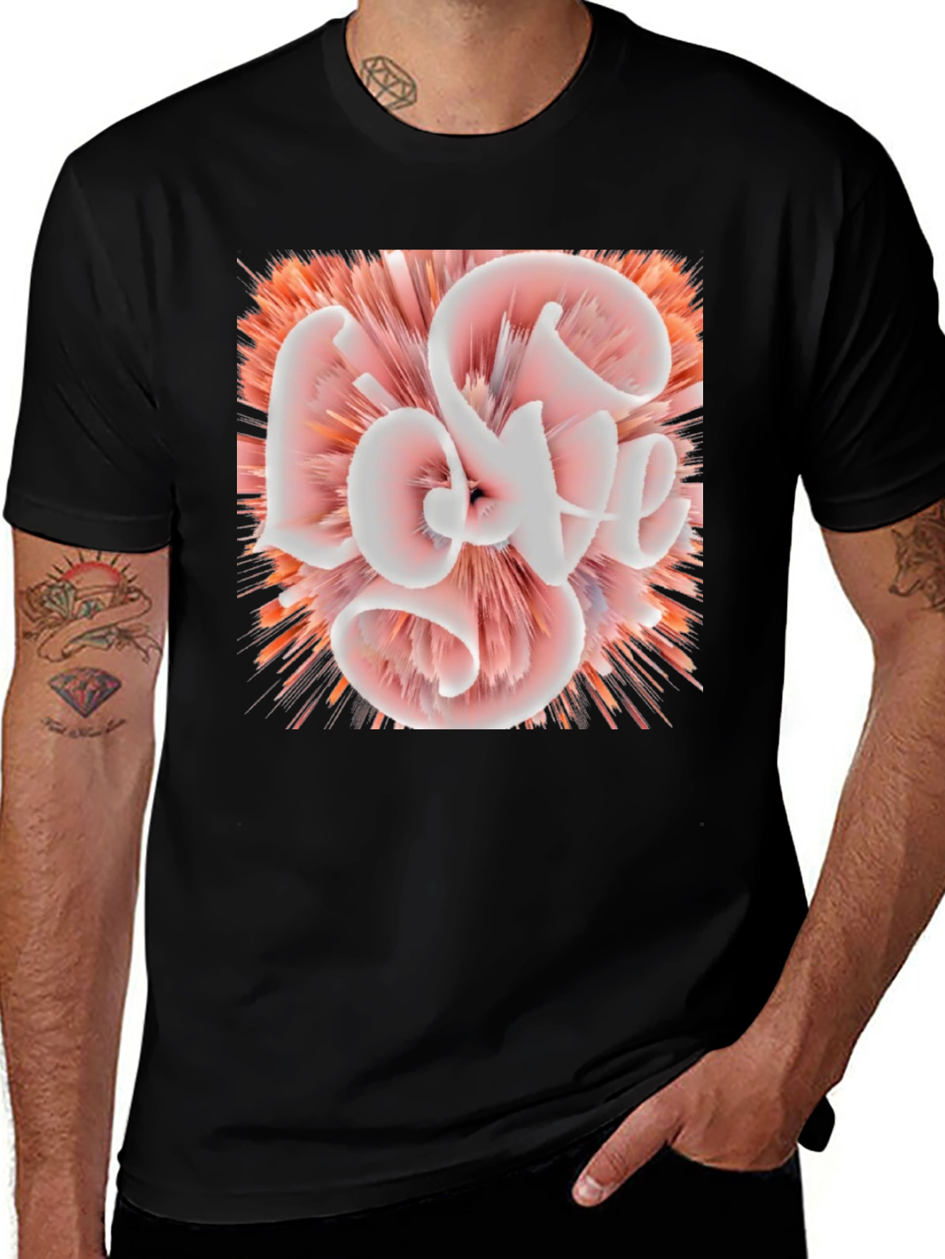 Abstract Love Graphic Black Tee