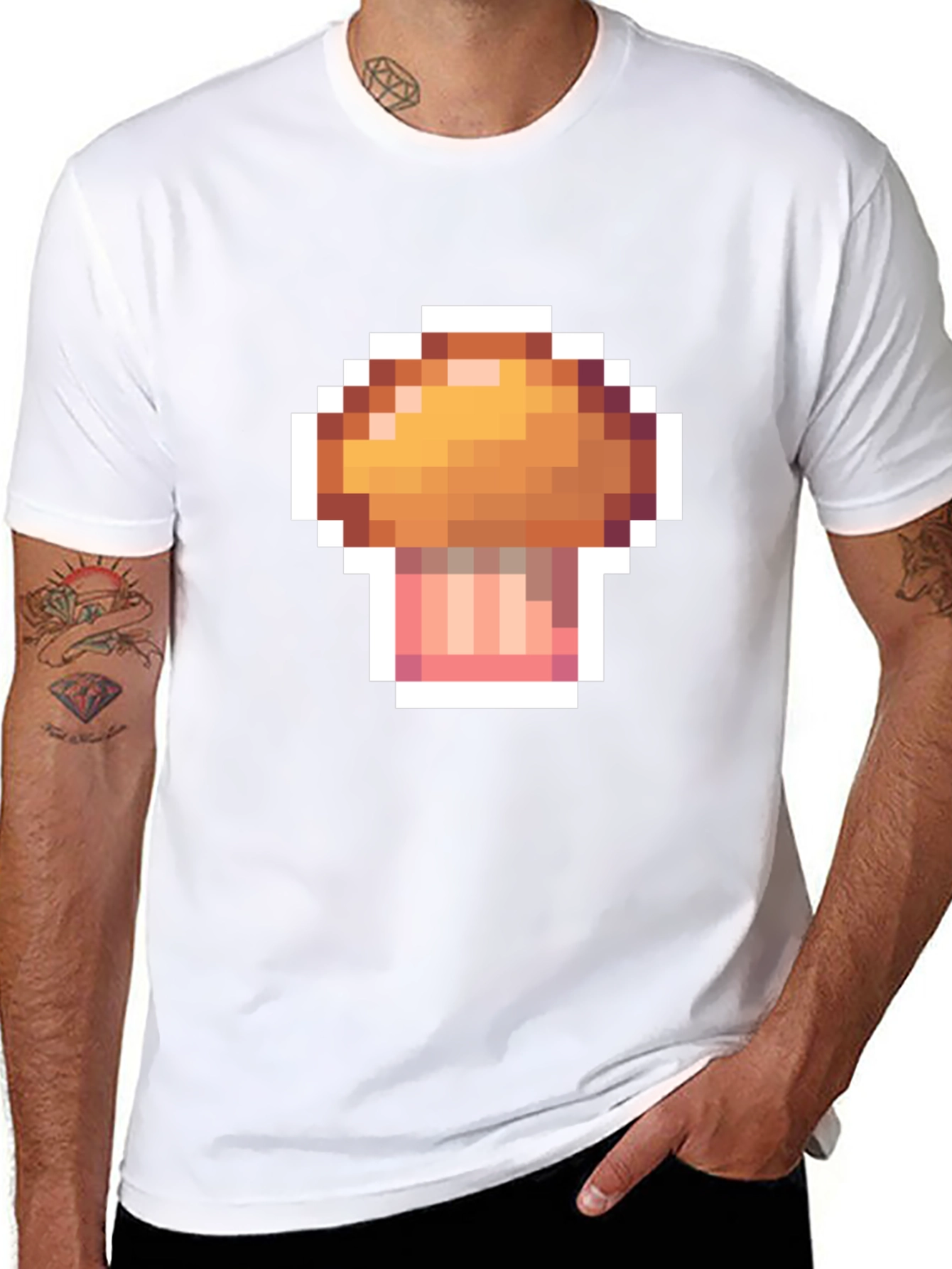 Pixel Mushroom T-Shirt - Retro Gaming Style