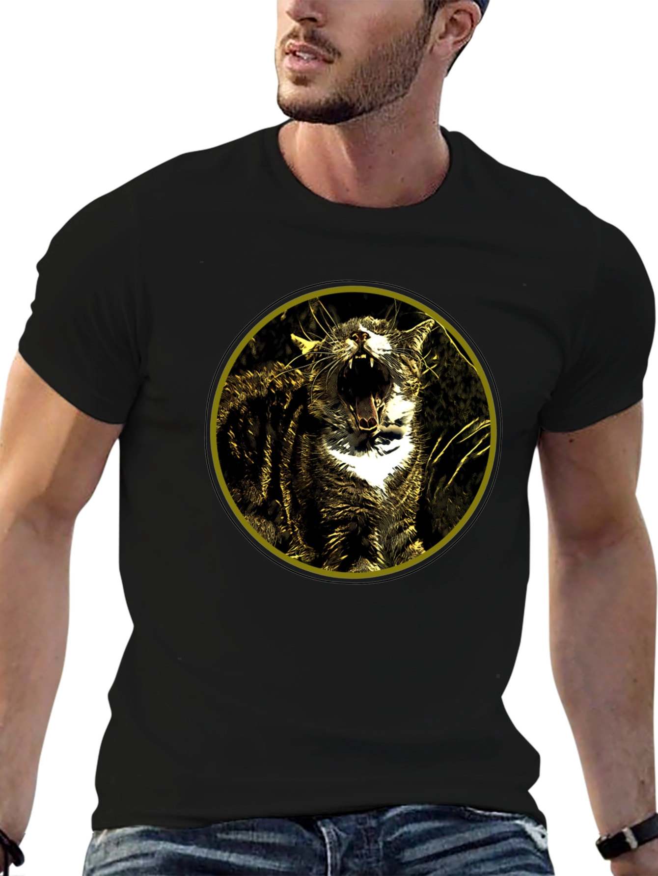 Roaring Cat Graphic Tee - Black