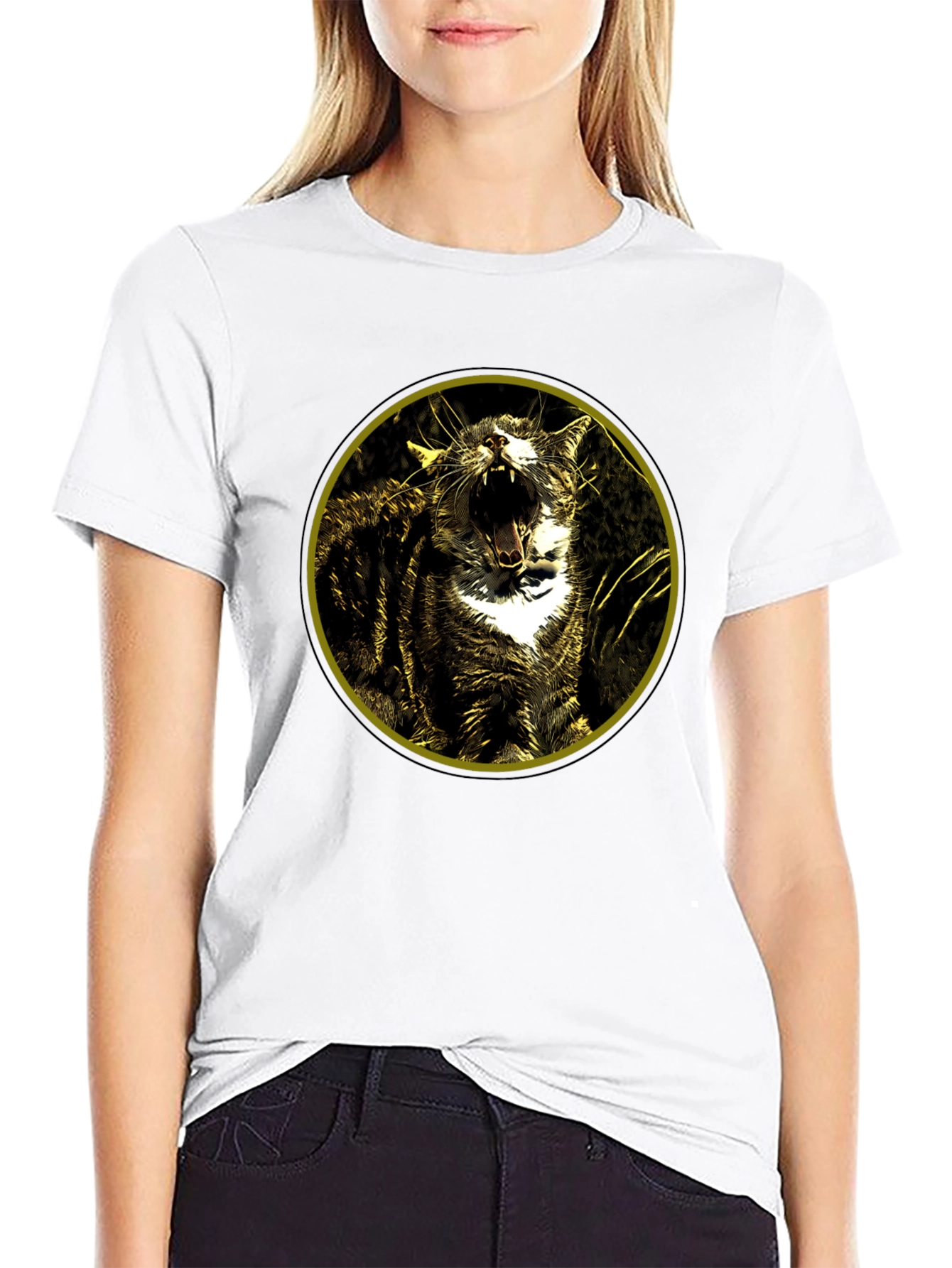 Roaring Cat Graphic Tee - Black