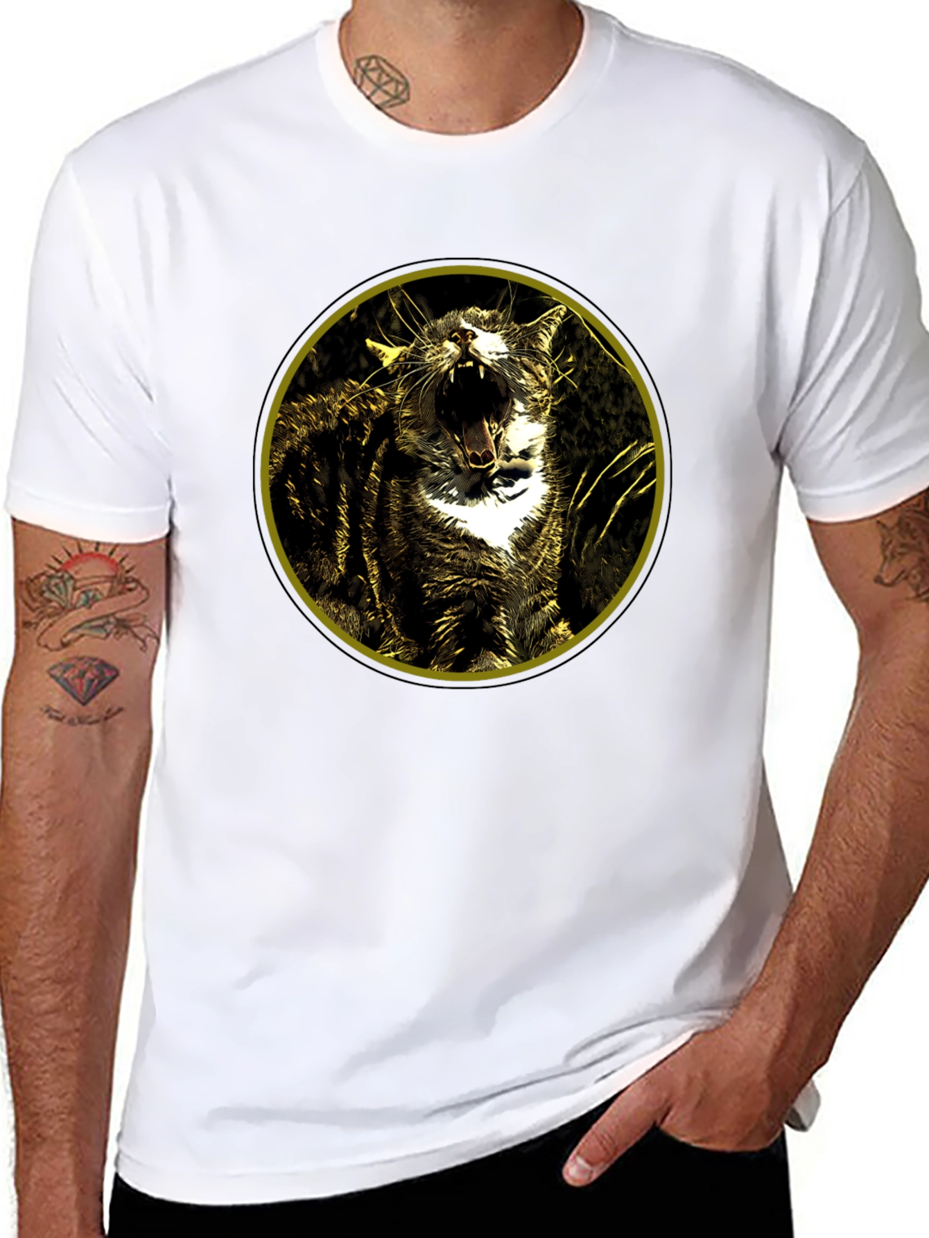 Roaring Cat Graphic Tee - Black