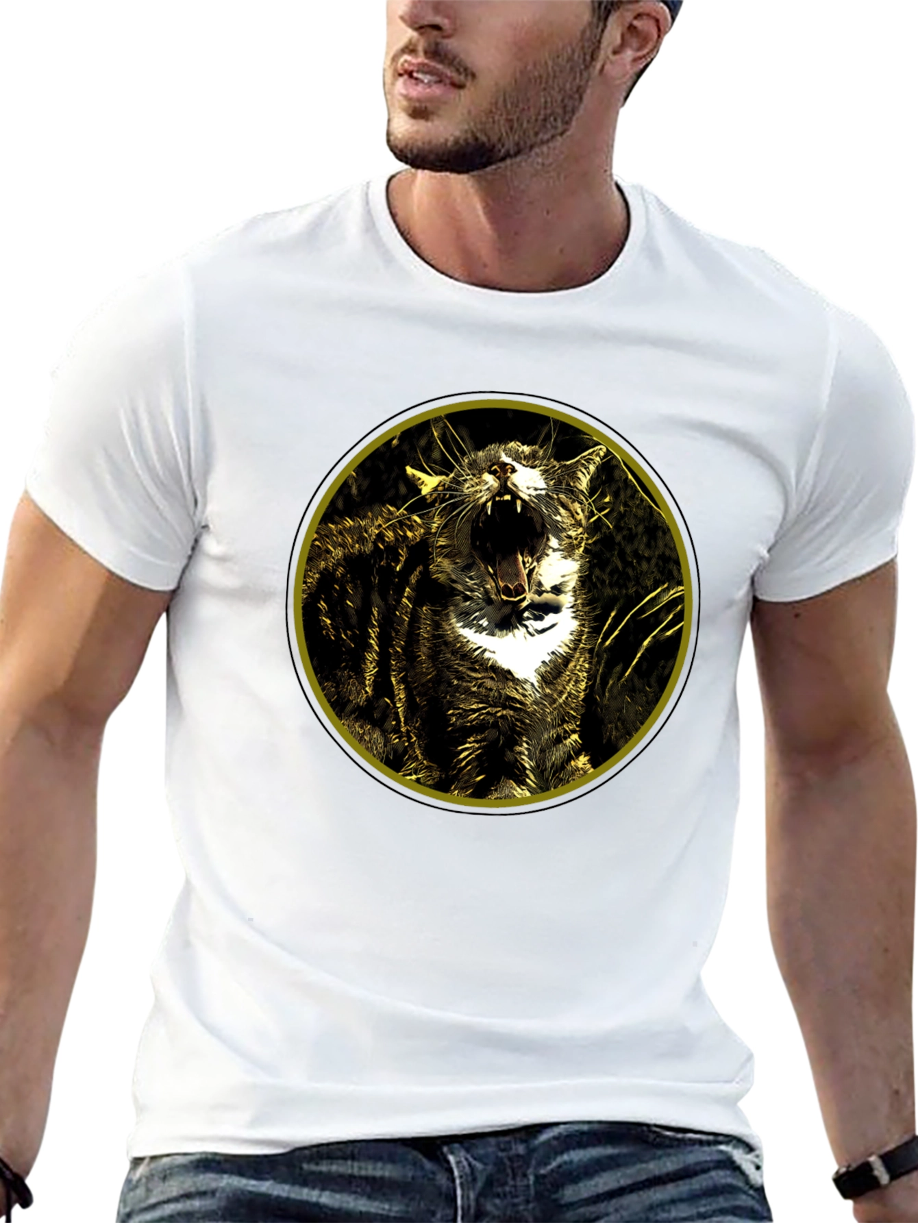 Roaring Cat Graphic Tee - Black