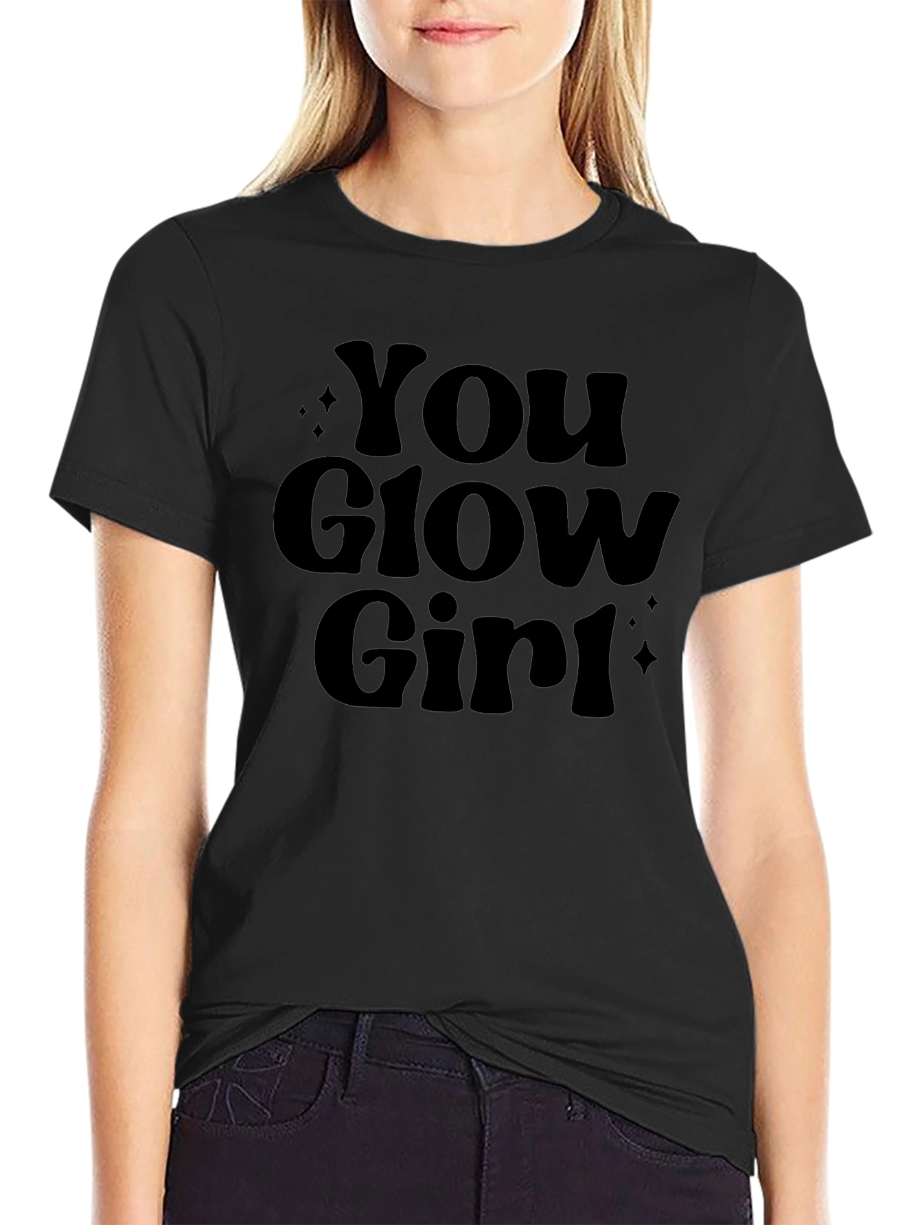 You Glow Girl Black Graphic Tee