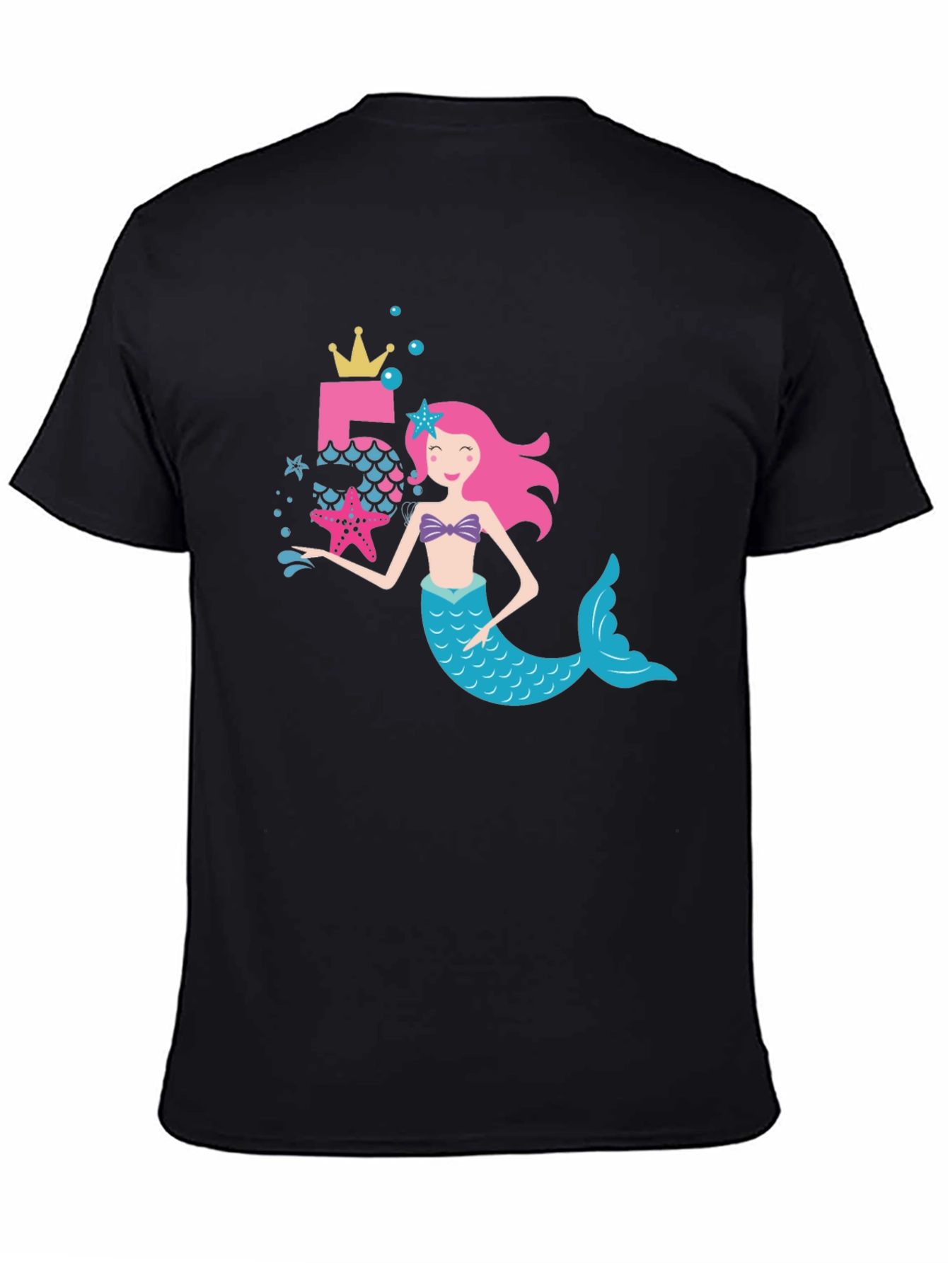 Mermaid 5th Birthday Black T-Shirt