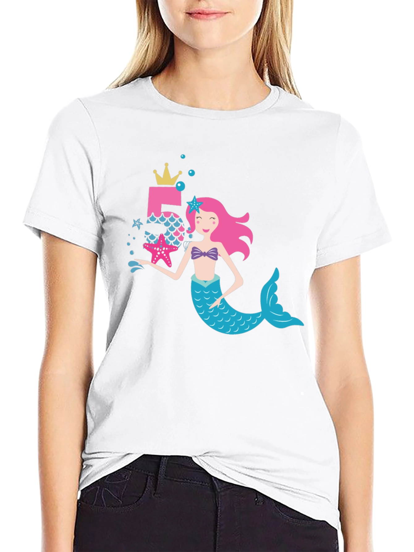 Mermaid 5th Birthday Black T-Shirt