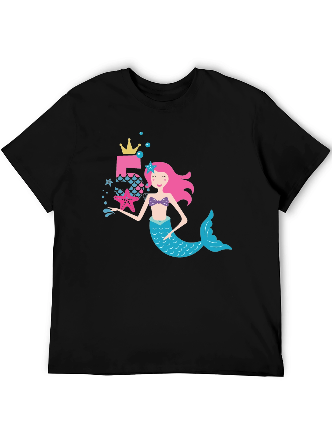 Mermaid 5th Birthday Black T-Shirt