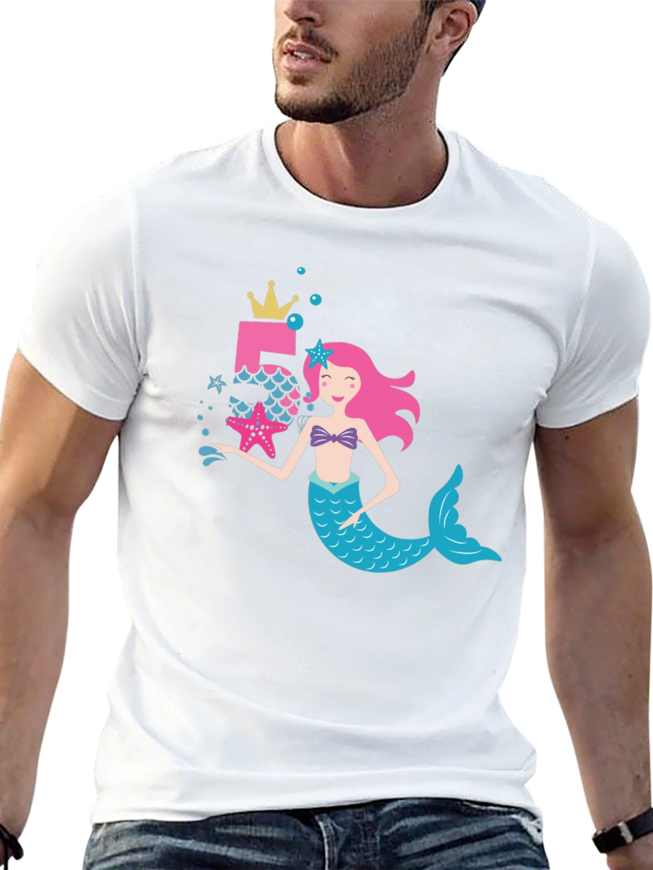 Mermaid 5th Birthday Black T-Shirt