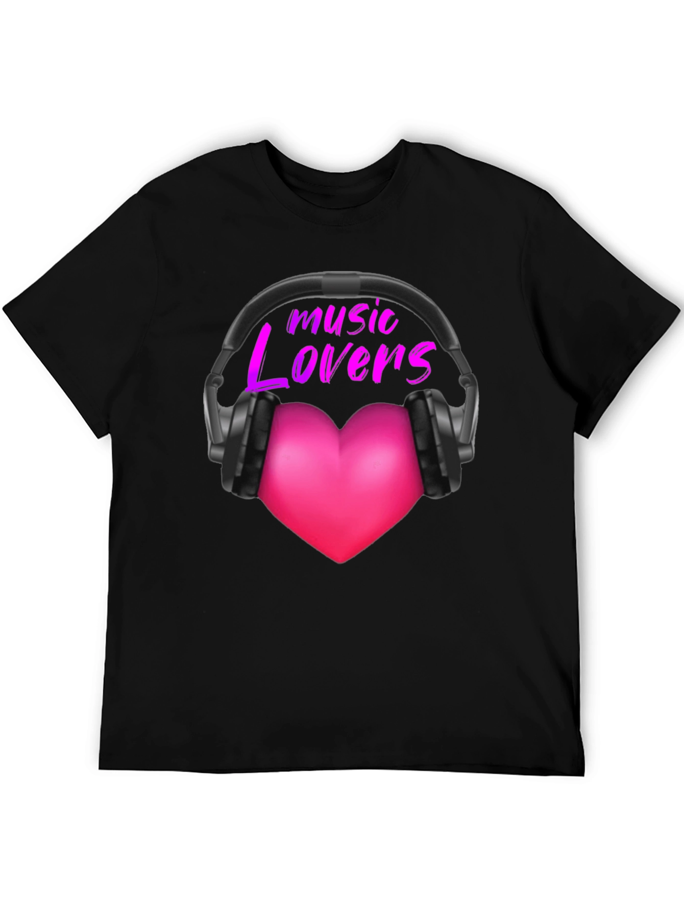 Music Lovers T-Shirt - Heart Headphones Design
