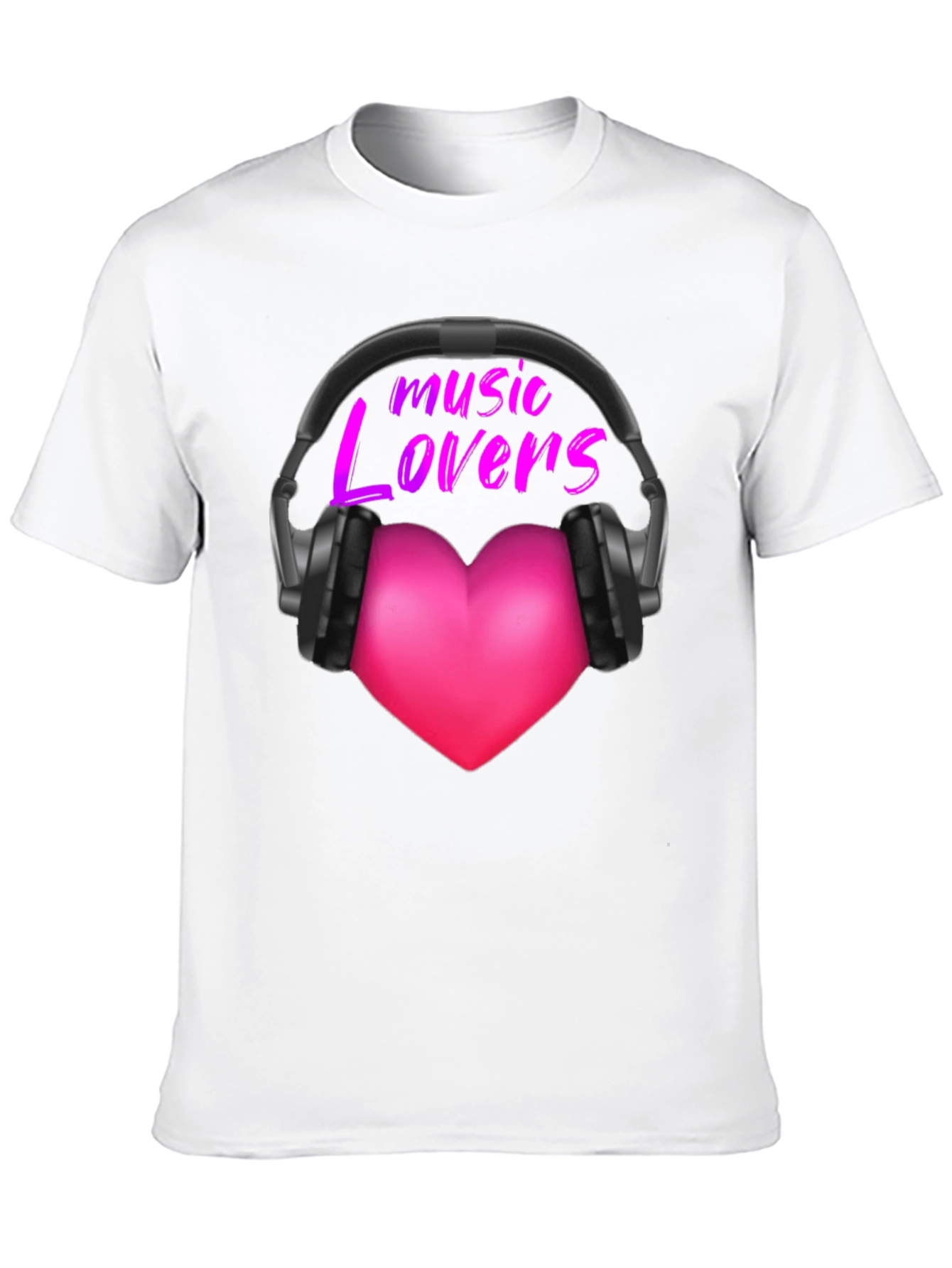 Music Lovers T-Shirt - Heart Headphones Design