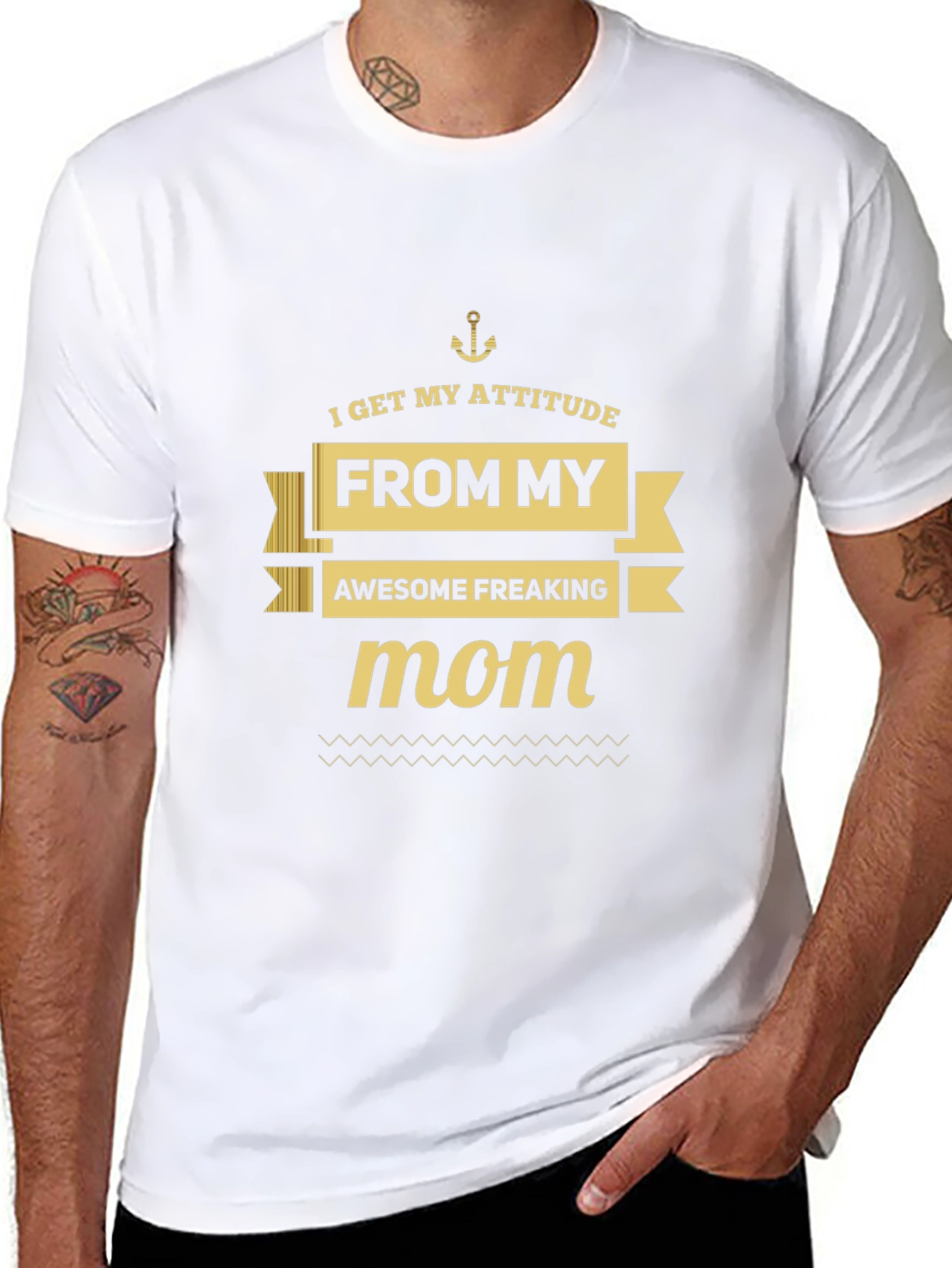 Attitude From Mom Graphic Tee - Black Cotton T-Shirt