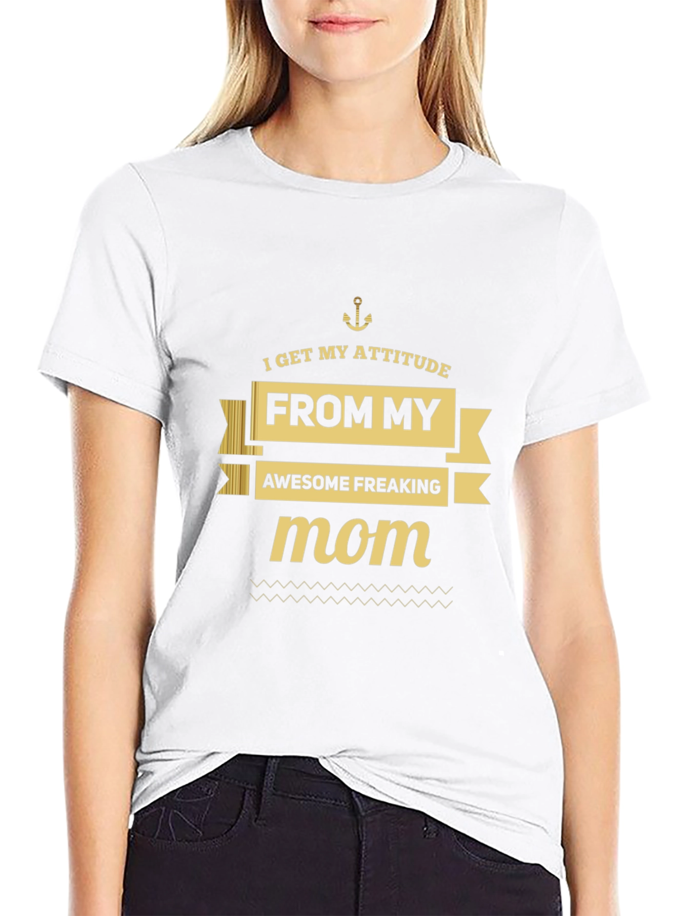 Attitude From Mom Graphic Tee - Black Cotton T-Shirt