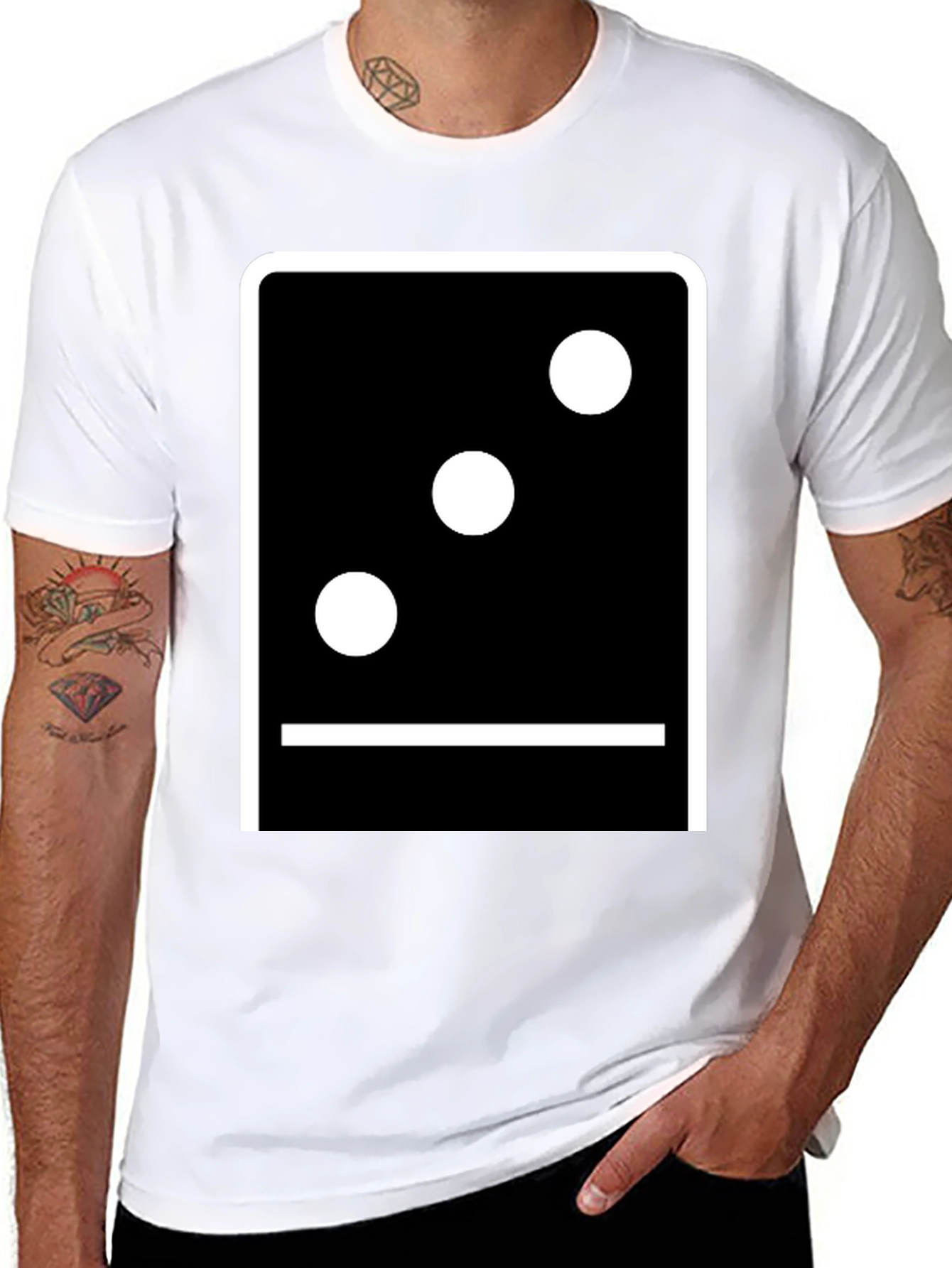 Domino Three Tee - Classic Black Graphic T-Shirt