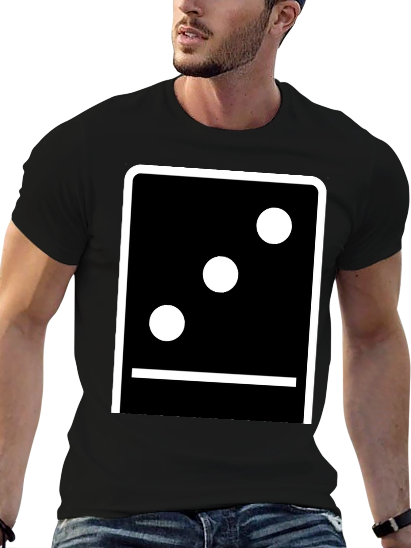 Domino Three Tee - Classic Black Graphic T-Shirt