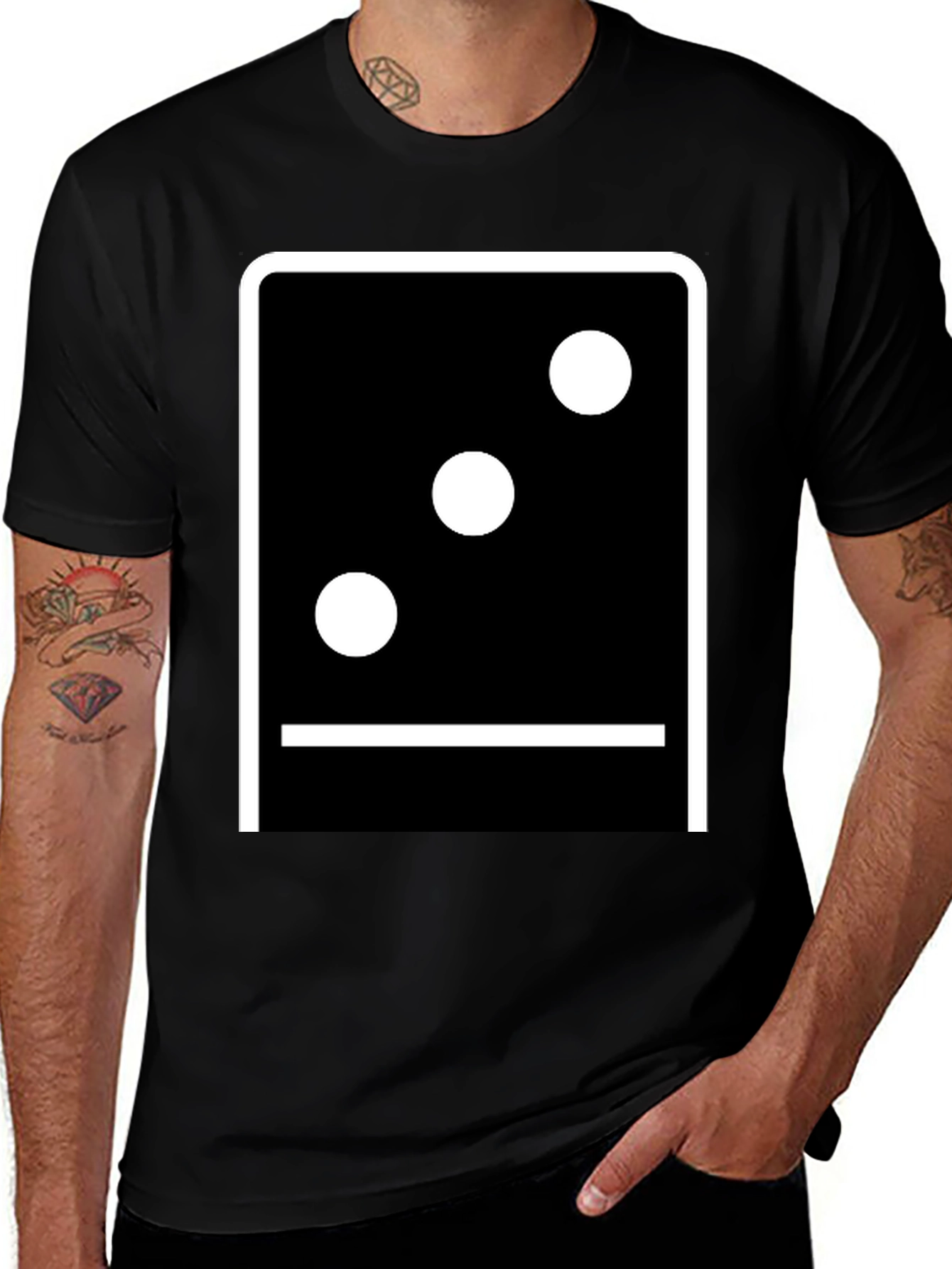 Domino Three Tee - Classic Black Graphic T-Shirt