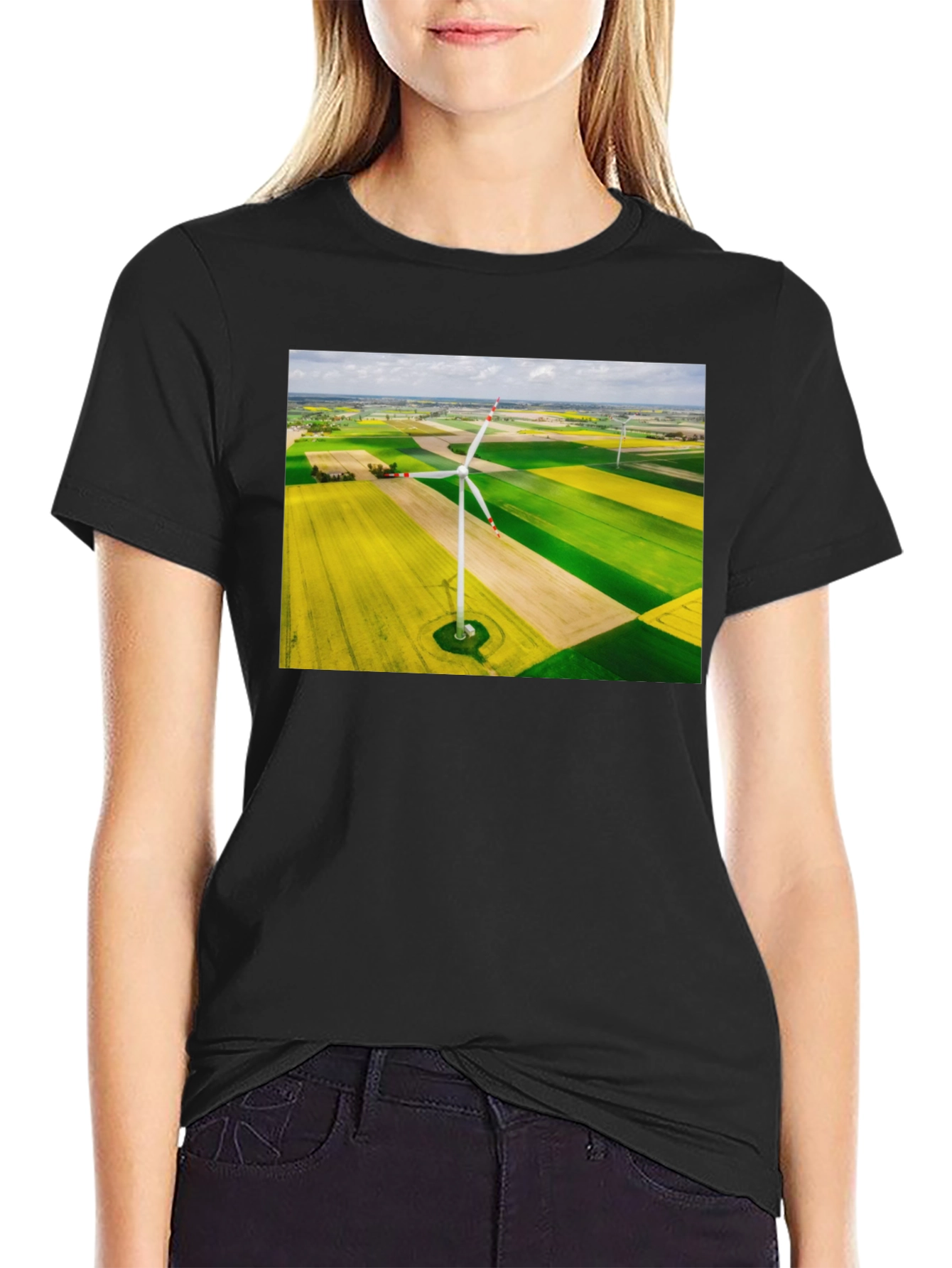 Wind Turbine Field Graphic Tee - Black