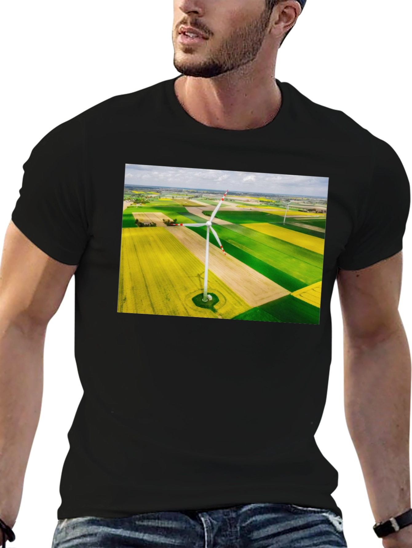 Wind Turbine Field Graphic Tee - Black