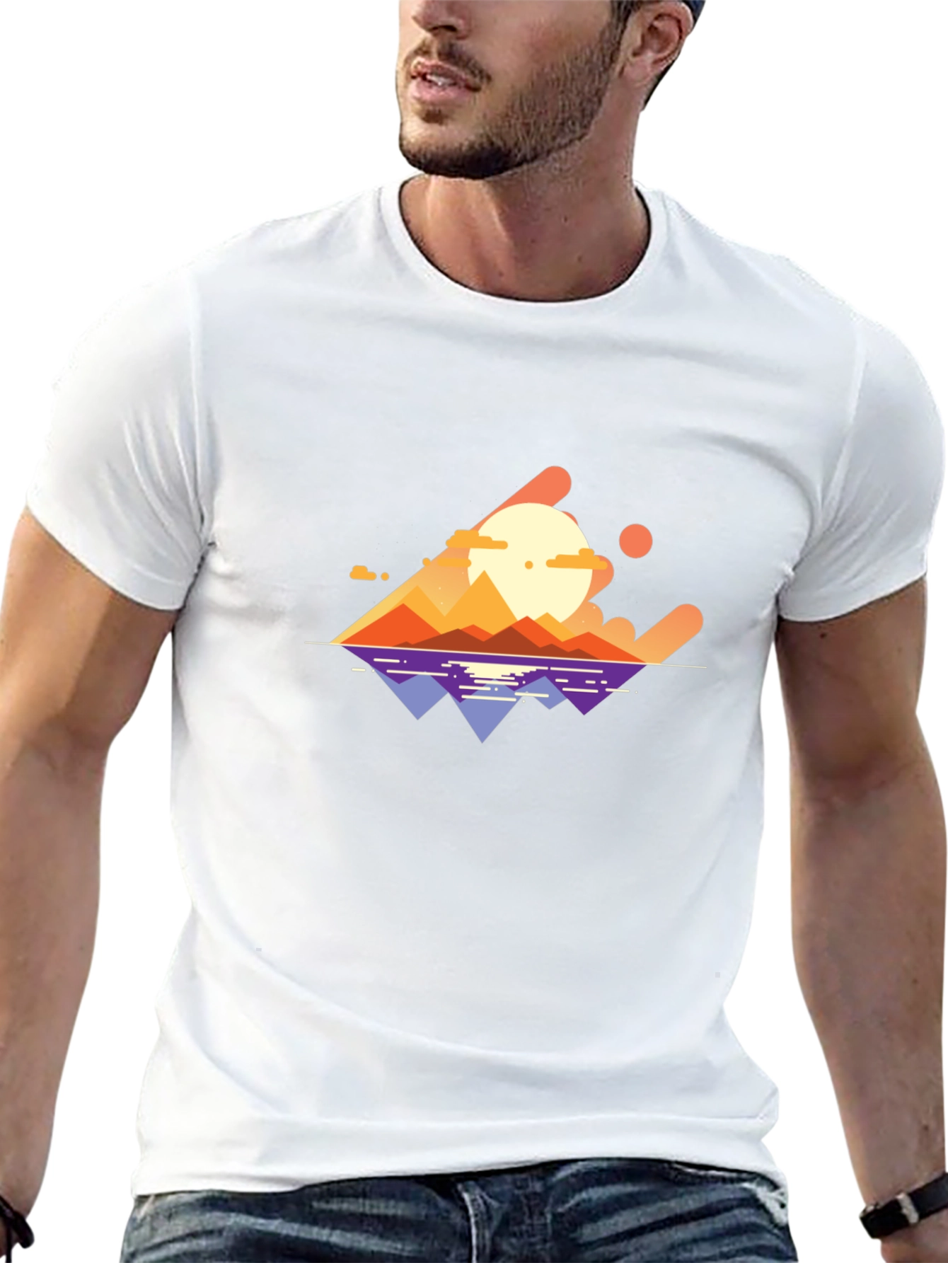 Abstract Sunset Graphic Tee - Stylish Black T-Shirt