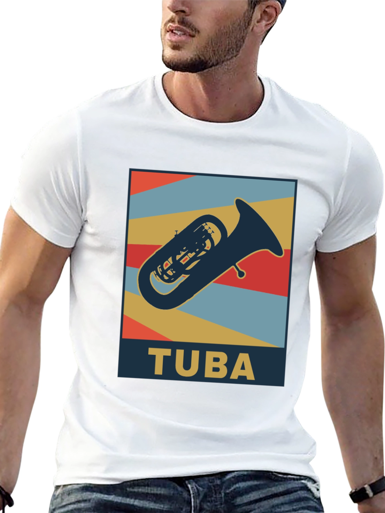 Tuba Graphic Tee - Retro Musical Instrument Shirt