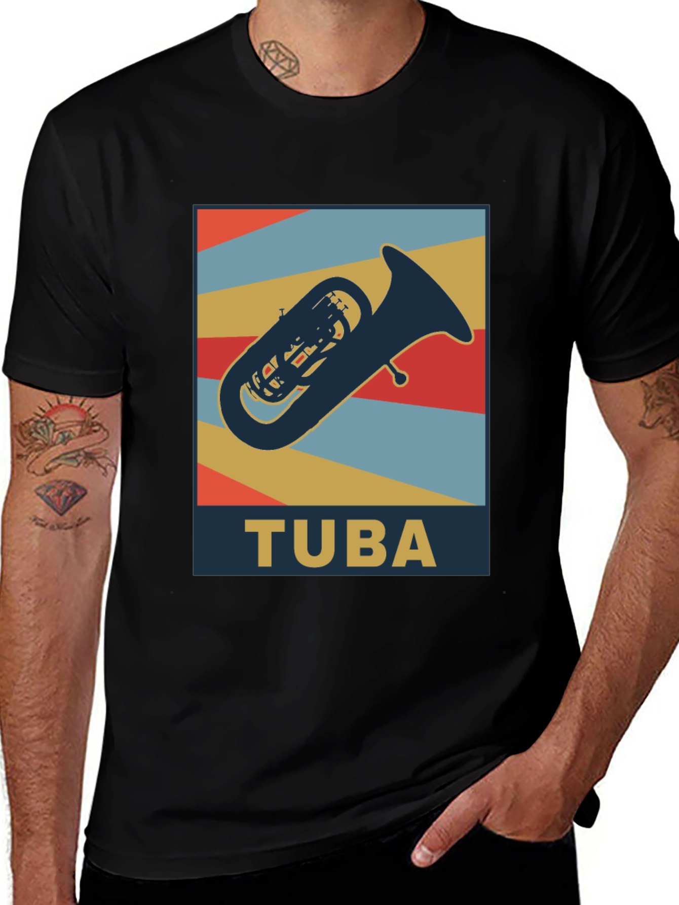 Tuba Graphic Tee - Retro Musical Instrument Shirt