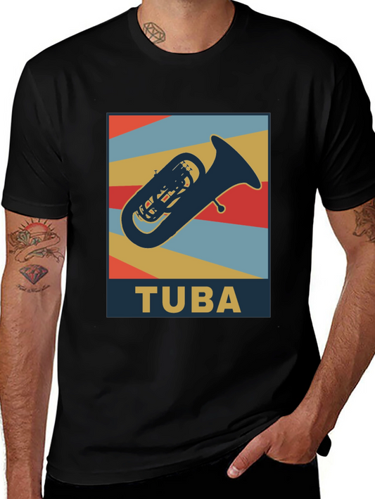 Tuba Graphic Tee - Retro Musical Instrument Shirt