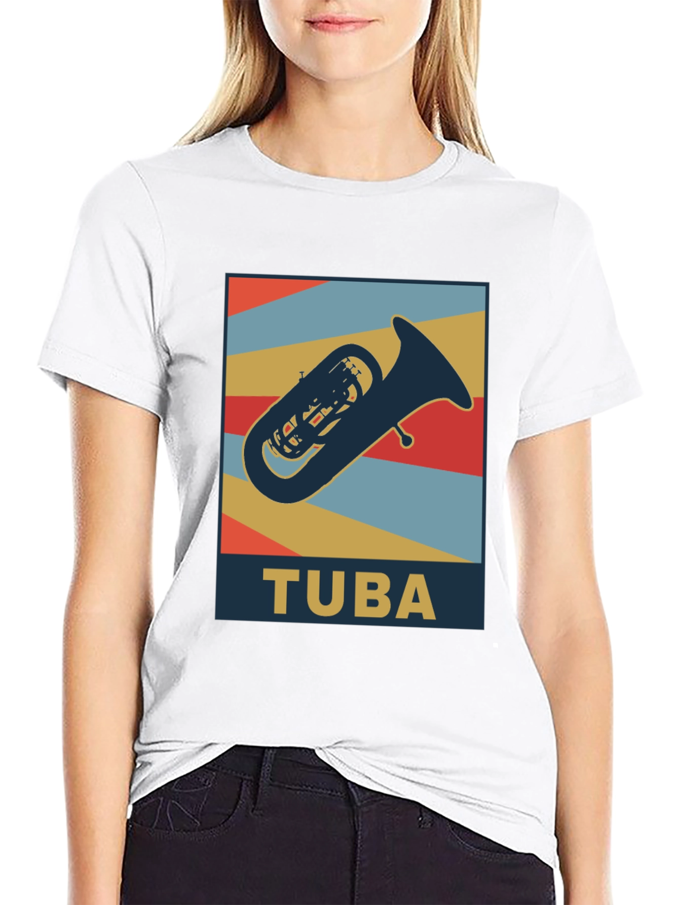 Tuba Graphic Tee - Retro Musical Instrument Shirt
