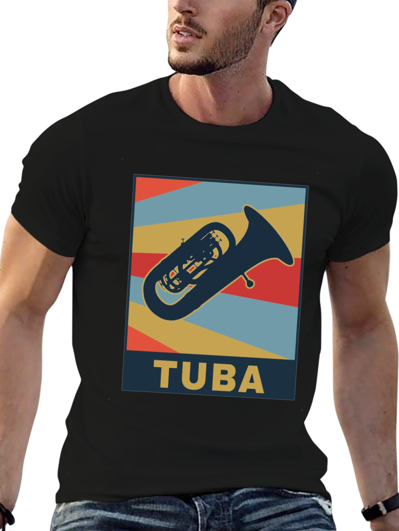 Tuba Graphic Tee - Retro Musical Instrument Shirt