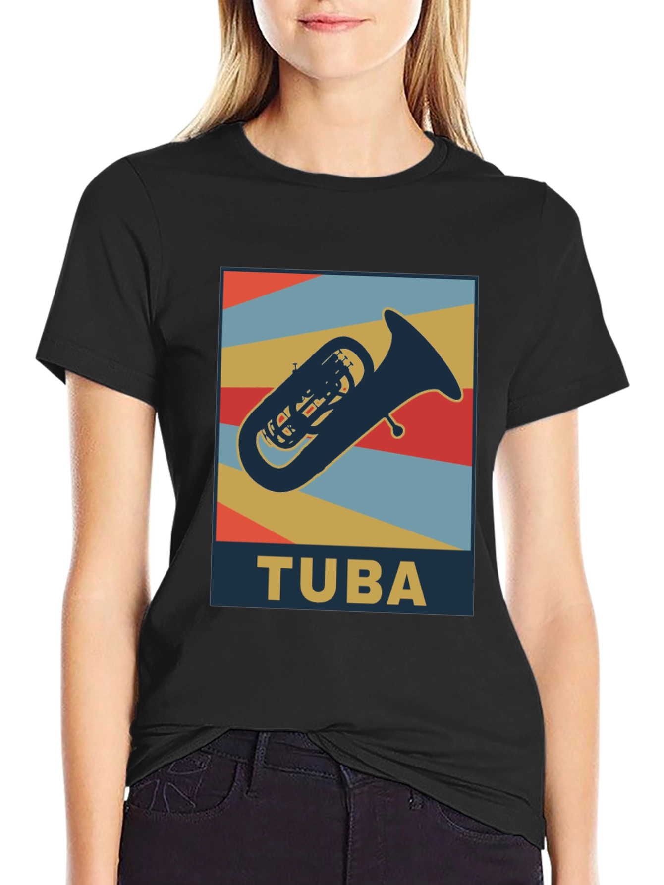 Tuba Graphic Tee - Retro Musical Instrument Shirt