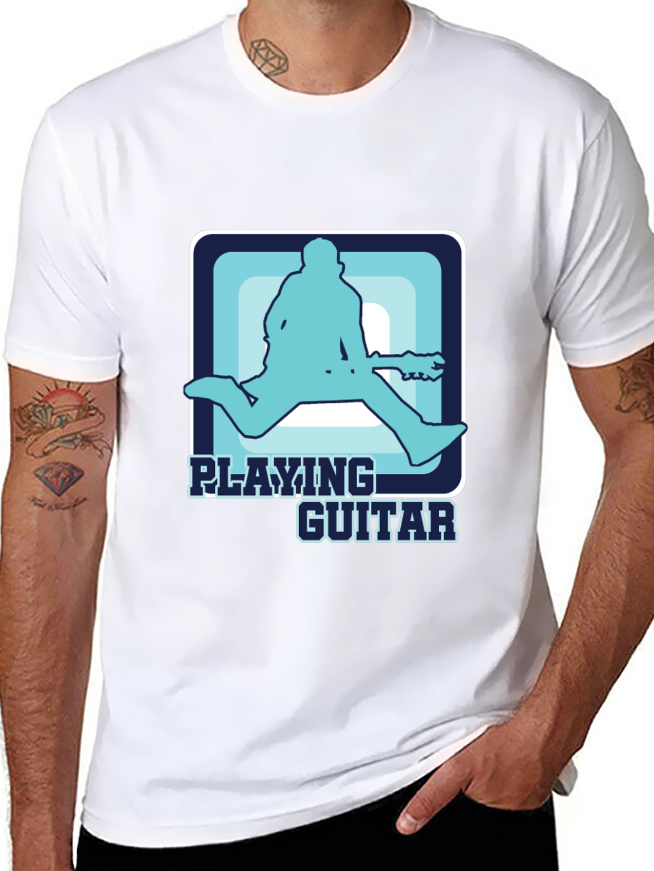Playing Guitar T-Shirt Cool Graphic Musician Tee
