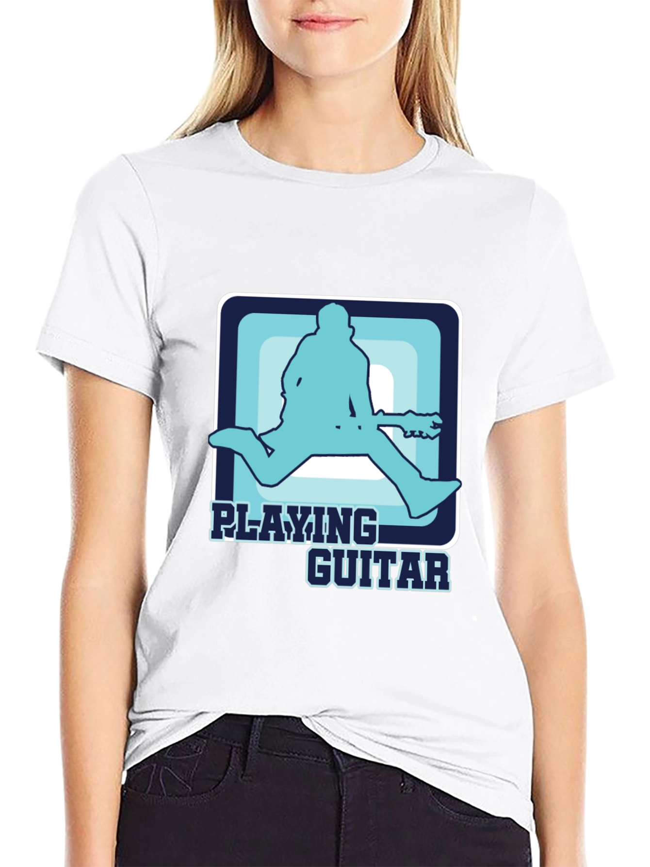 Playing Guitar T-Shirt Cool Graphic Musician Tee