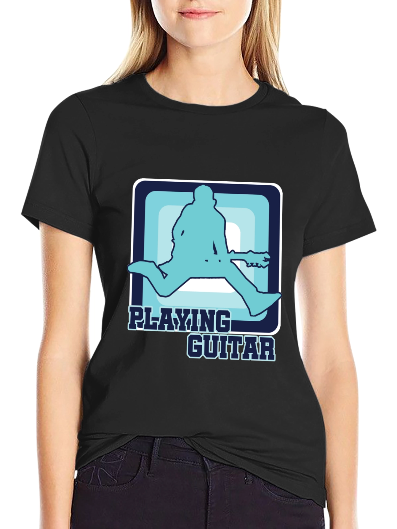Playing Guitar T-Shirt Cool Graphic Musician Tee