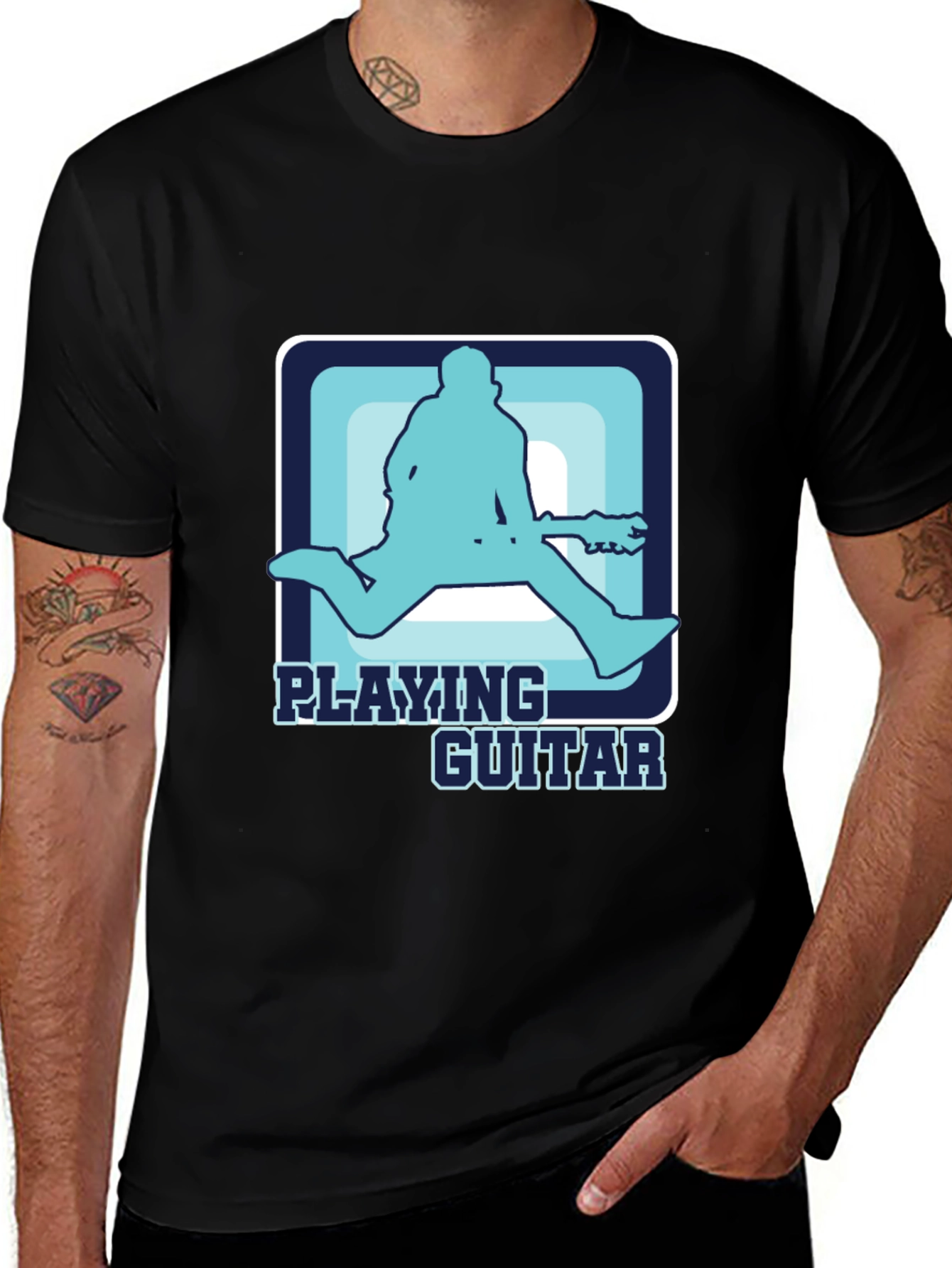 Playing Guitar T-Shirt Cool Graphic Musician Tee