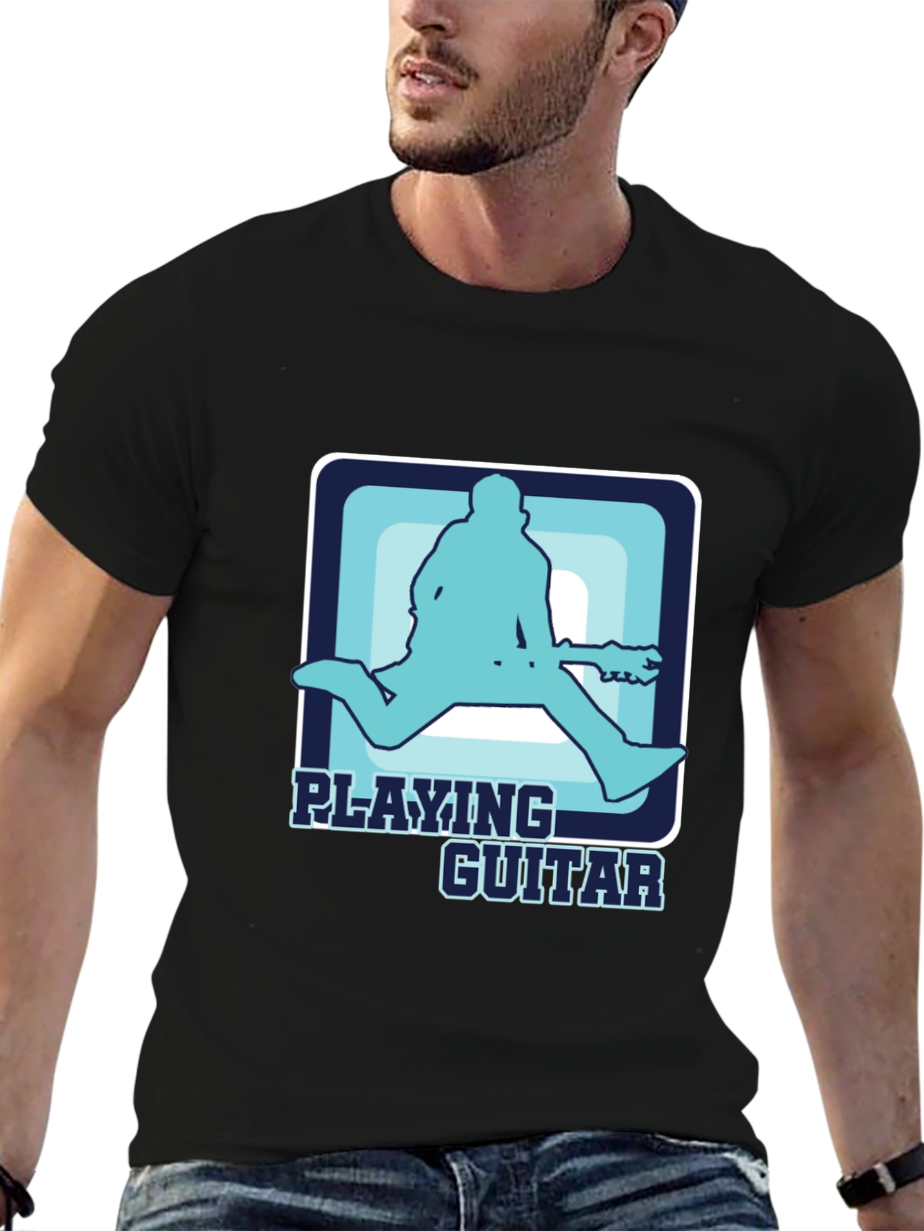 Playing Guitar T-Shirt Cool Graphic Musician Tee
