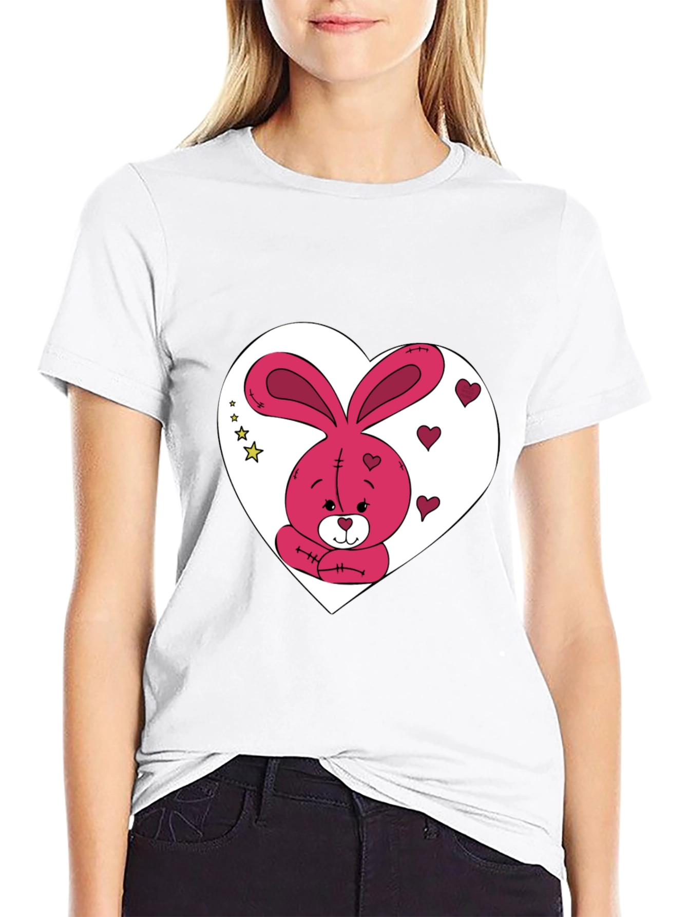 Bunny Heart Graphic Tee - Valentines Day Gift