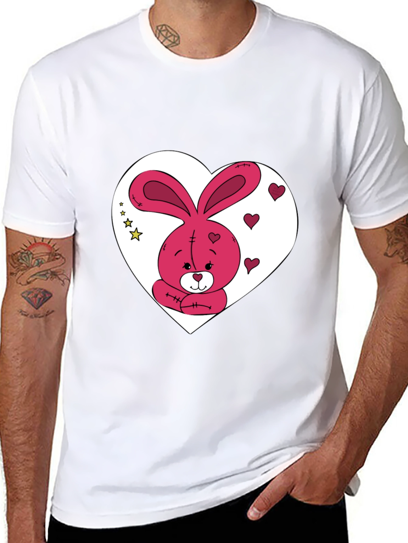 Bunny Heart Graphic Tee - Valentines Day Gift