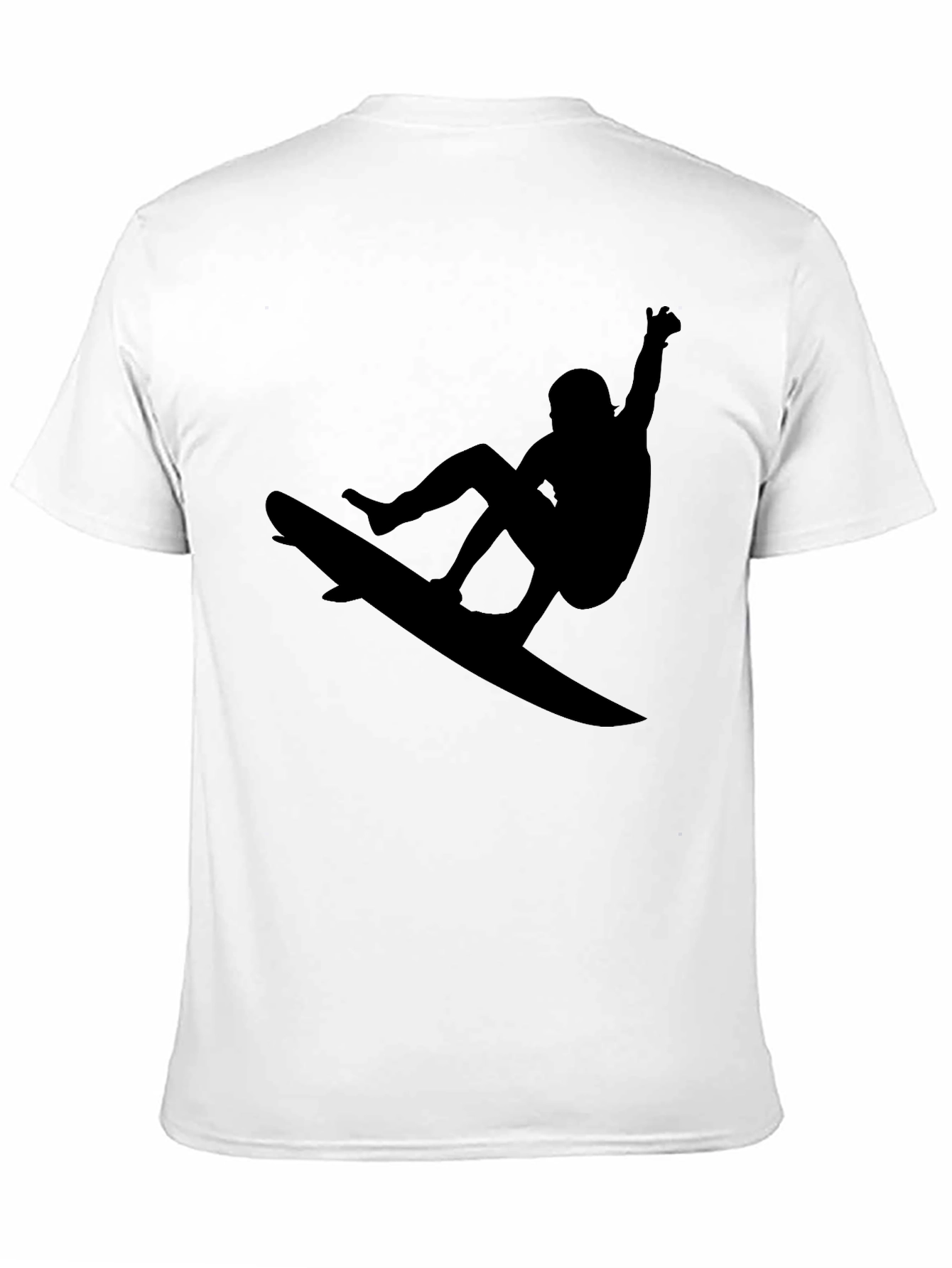 Surfer Silhouette Graphic Tee - Black Casual T-Shirt