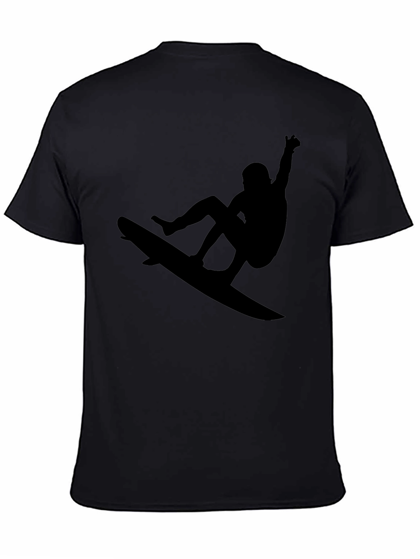 Surfer Silhouette Graphic Tee - Black Casual T-Shirt