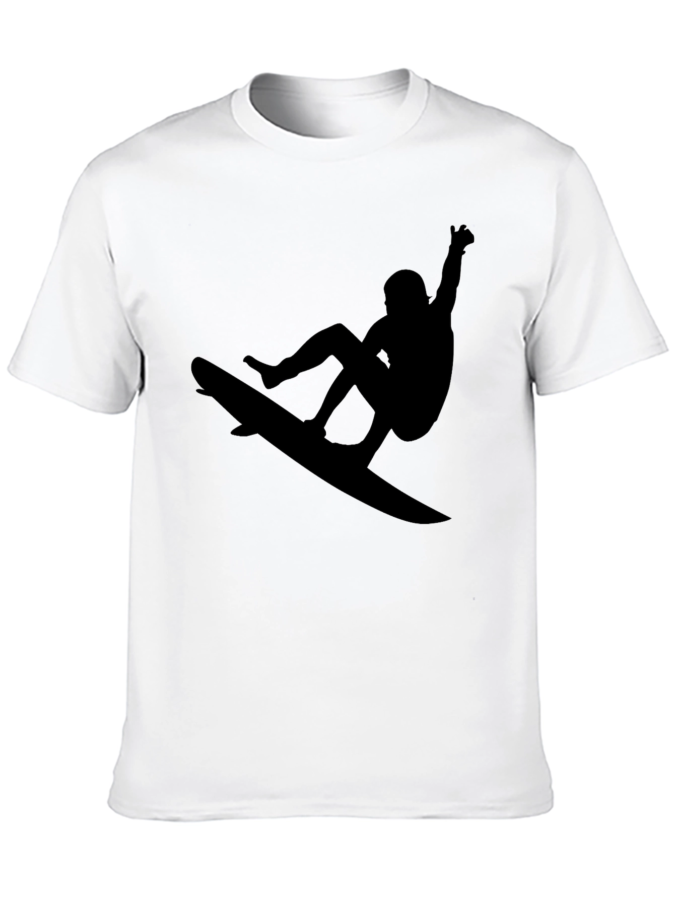 Surfer Silhouette Graphic Tee - Black Casual T-Shirt