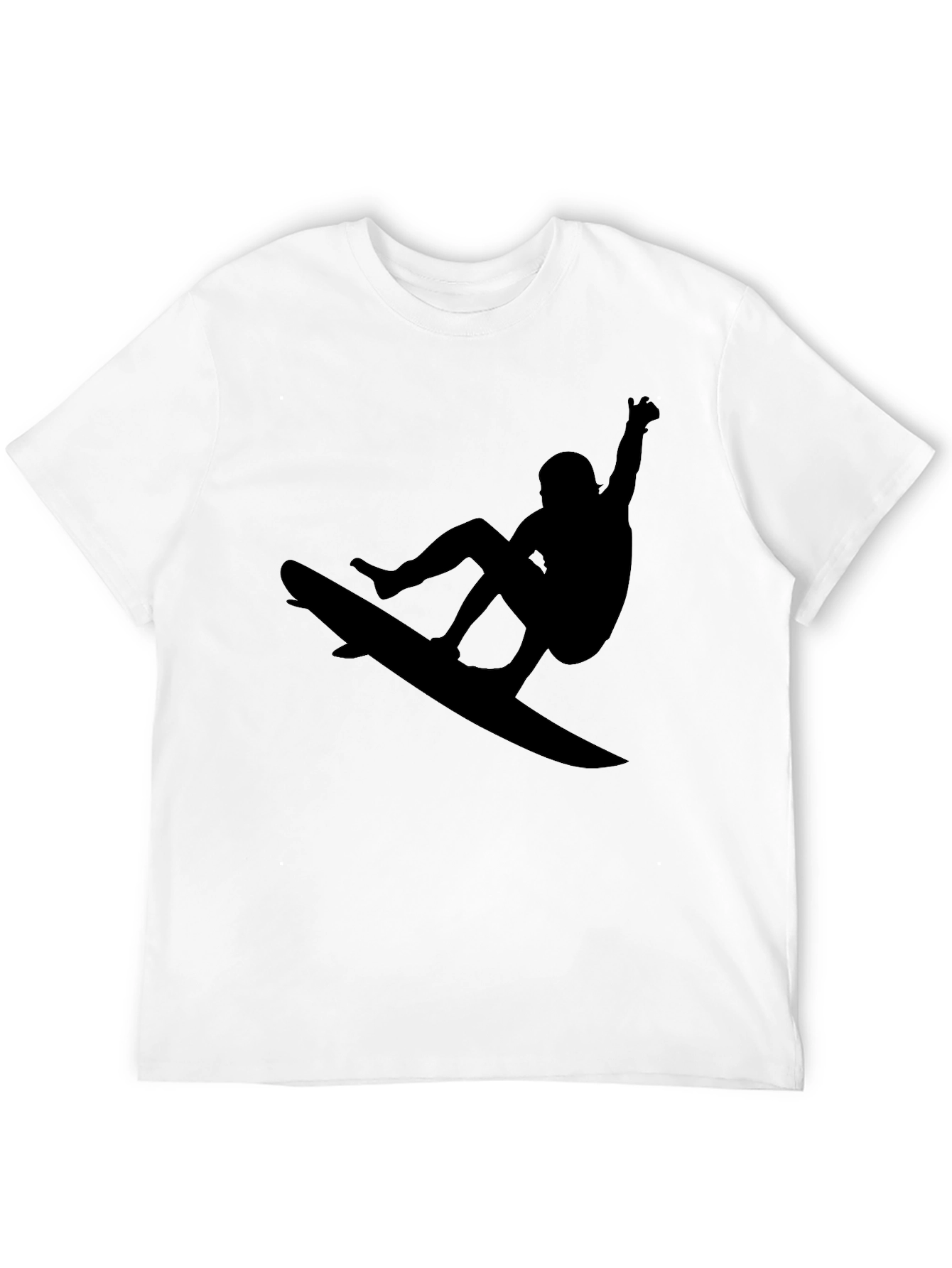 Surfer Silhouette Graphic Tee - Black Casual T-Shirt
