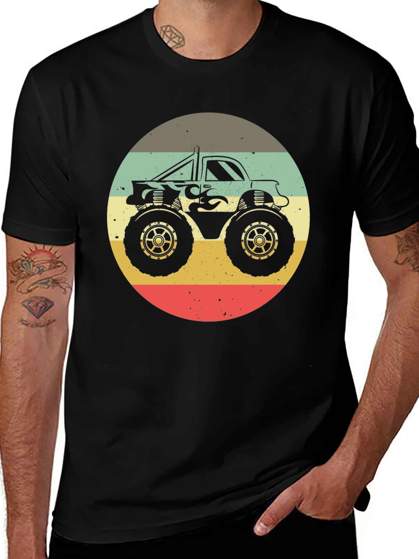 Retro Monster Truck Graphic Tee - Black