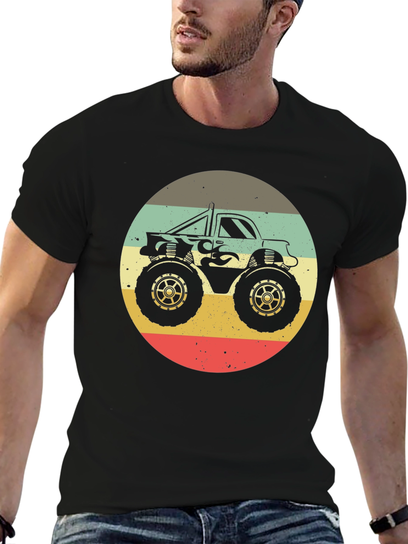 Retro Monster Truck Graphic Tee - Black