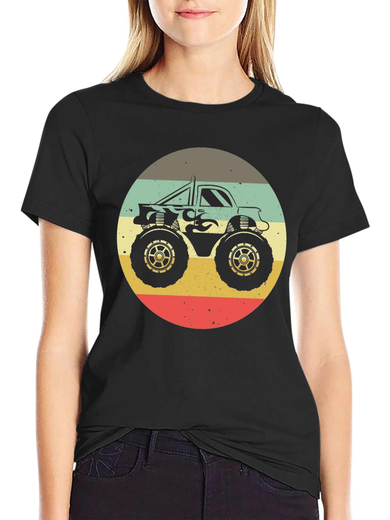 Retro Monster Truck Graphic Tee - Black