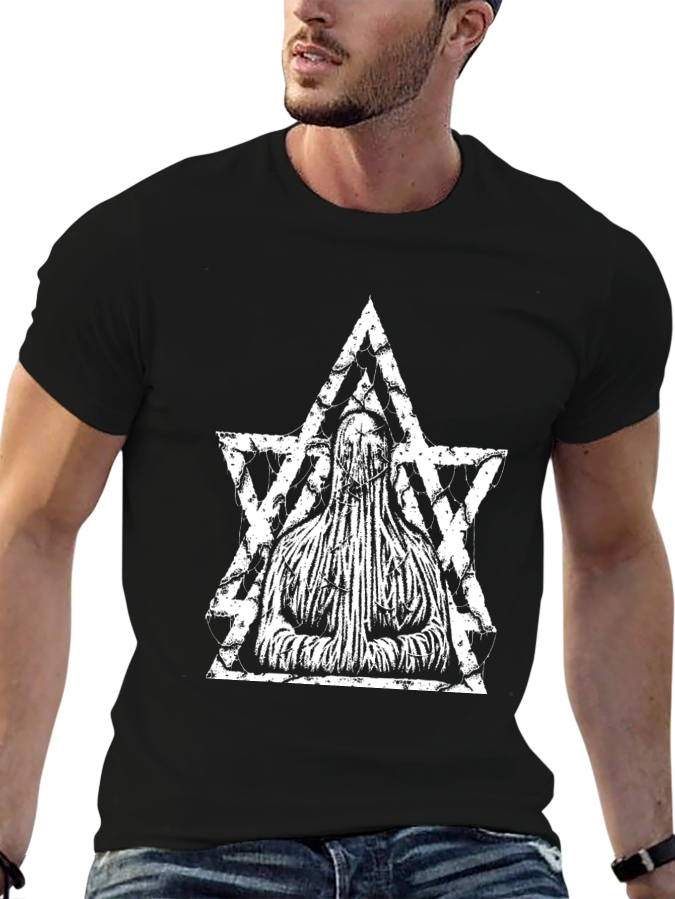 Mystic Star Graphic Tee - Black Cotton T-Shirt