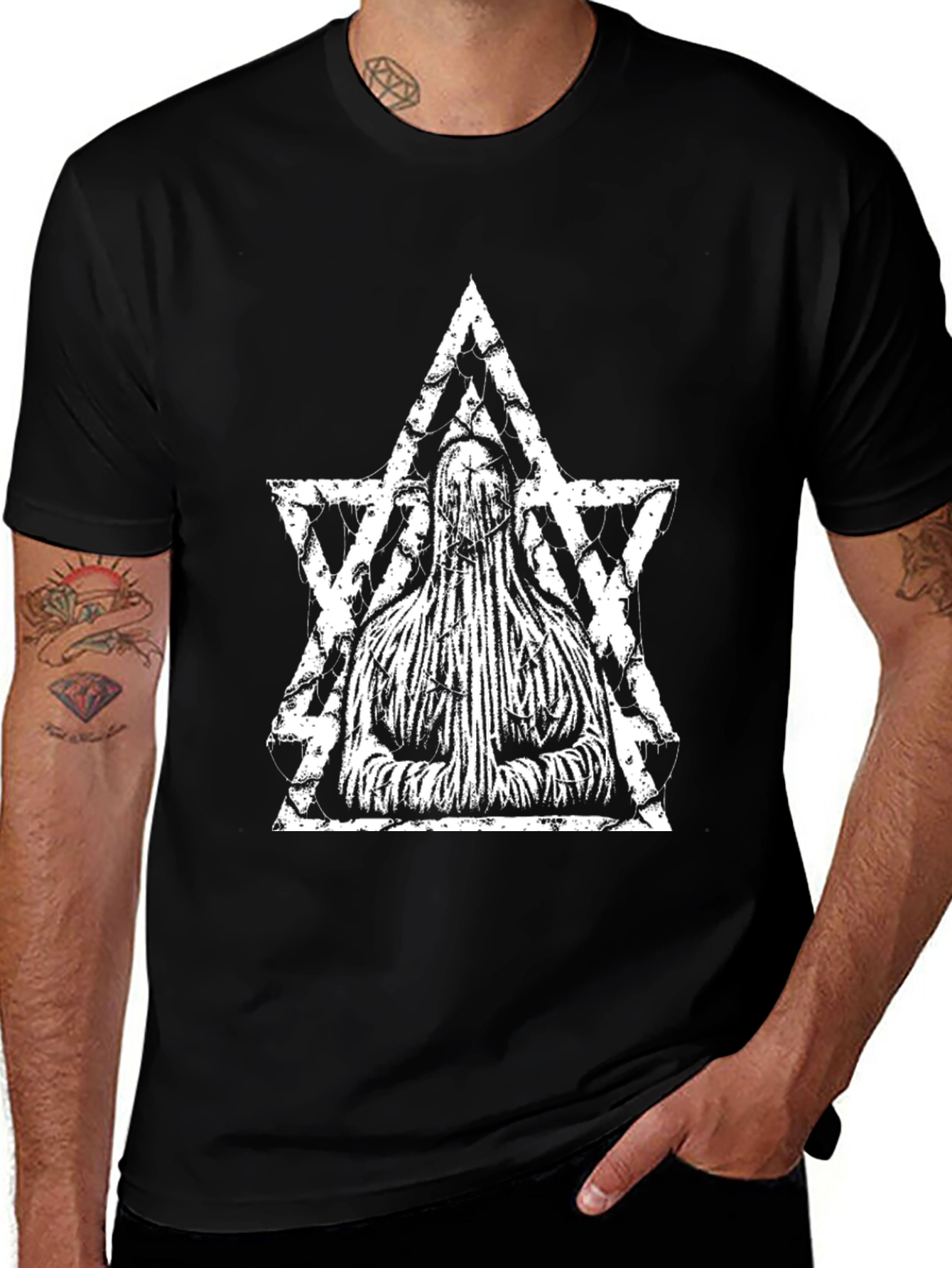 Mystic Star Graphic Tee - Black Cotton T-Shirt