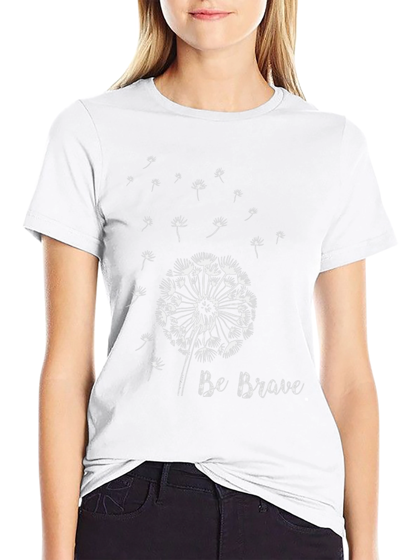 Dandelion Graphic Tee - Be Brave Black Cotton T-Shirt