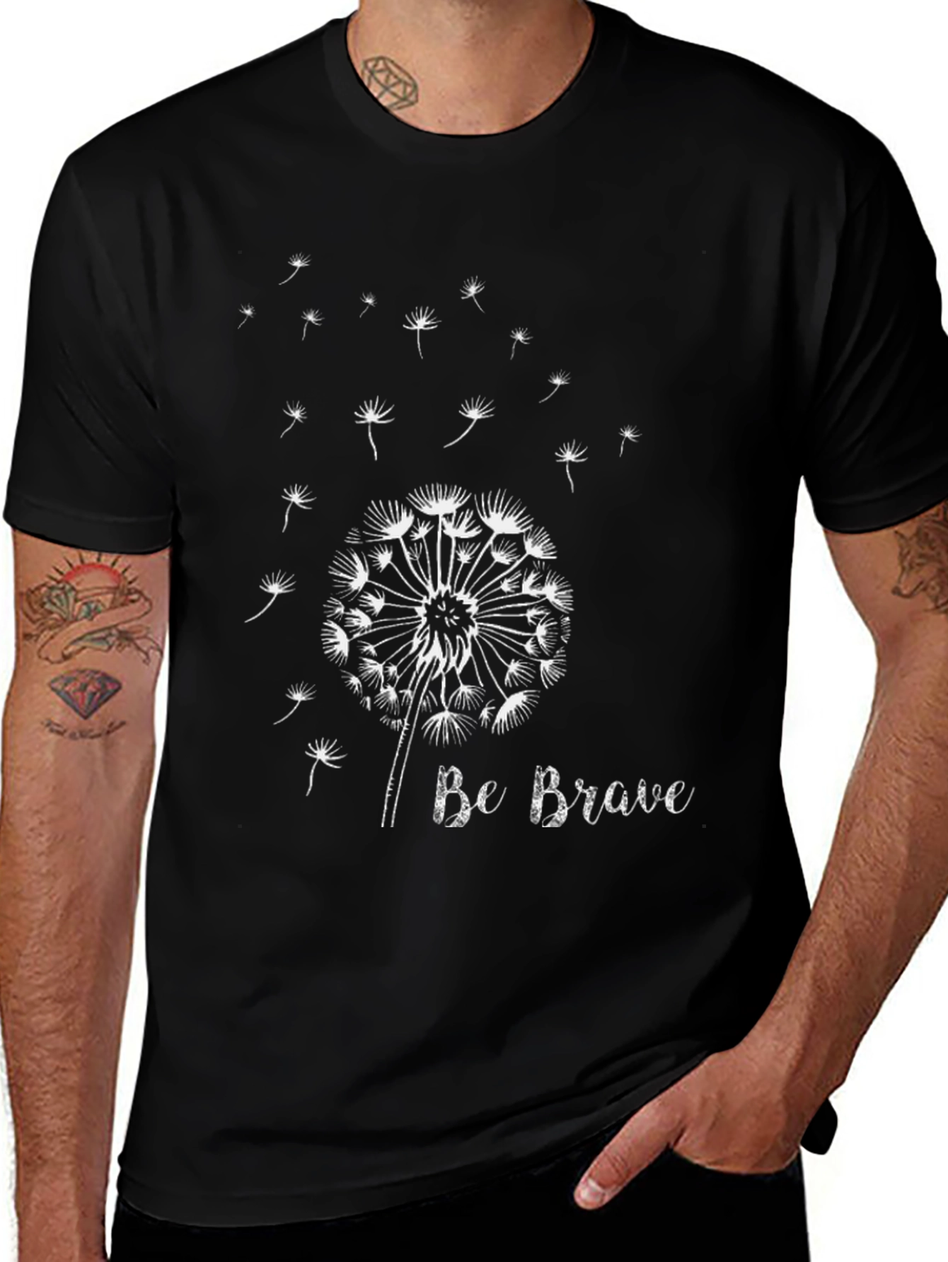 Dandelion Graphic Tee - Be Brave Black Cotton T-Shirt